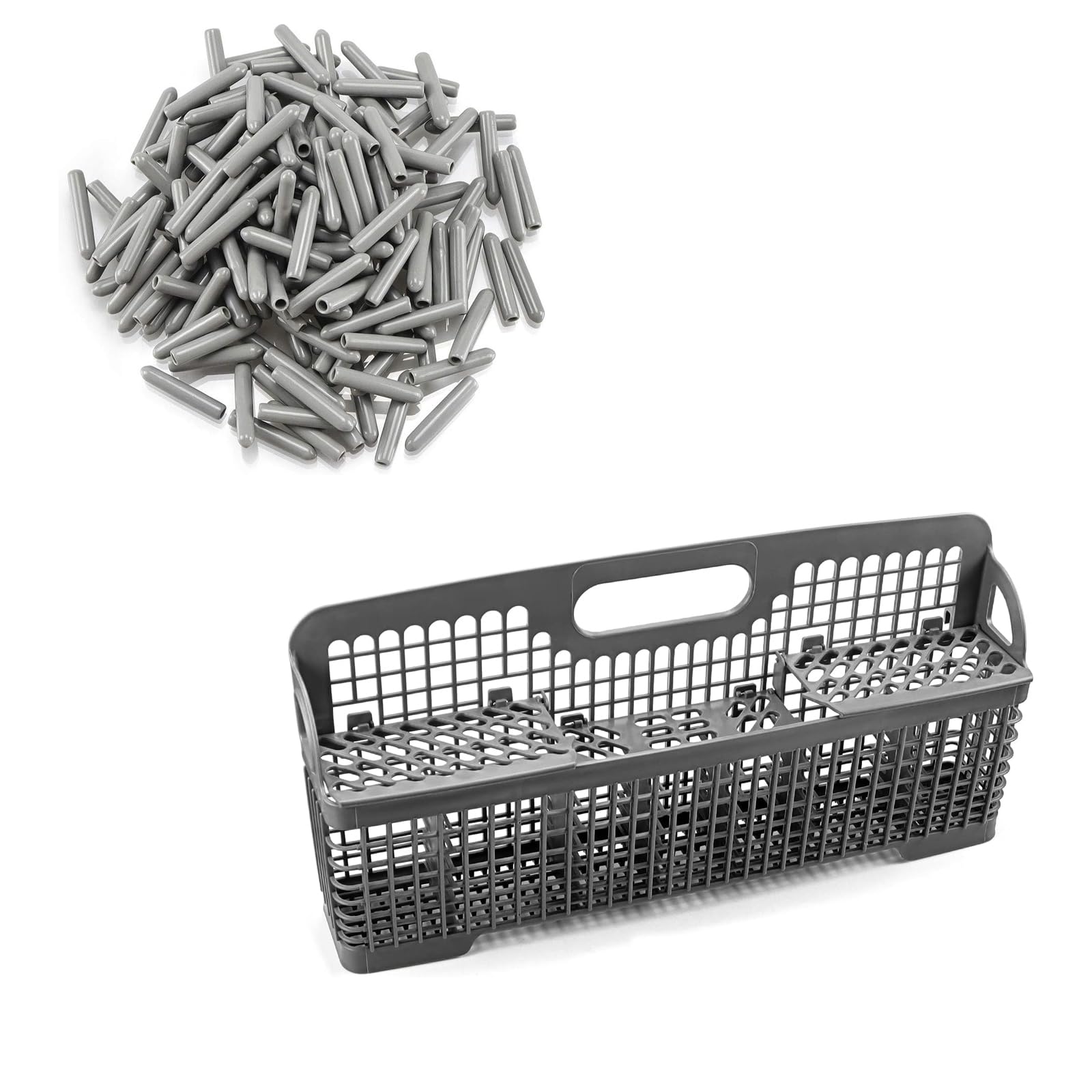 Dishwasher Rack Tine Prong Repair End Cover Caps (100pcs) - Compatible with WP8562043 & 8531233 Silverware Baskets - Durable Replacement Parts for Kitchen Appliance Maintenance - Perfect for GE, Whirlpool, Maytag Dishwashers