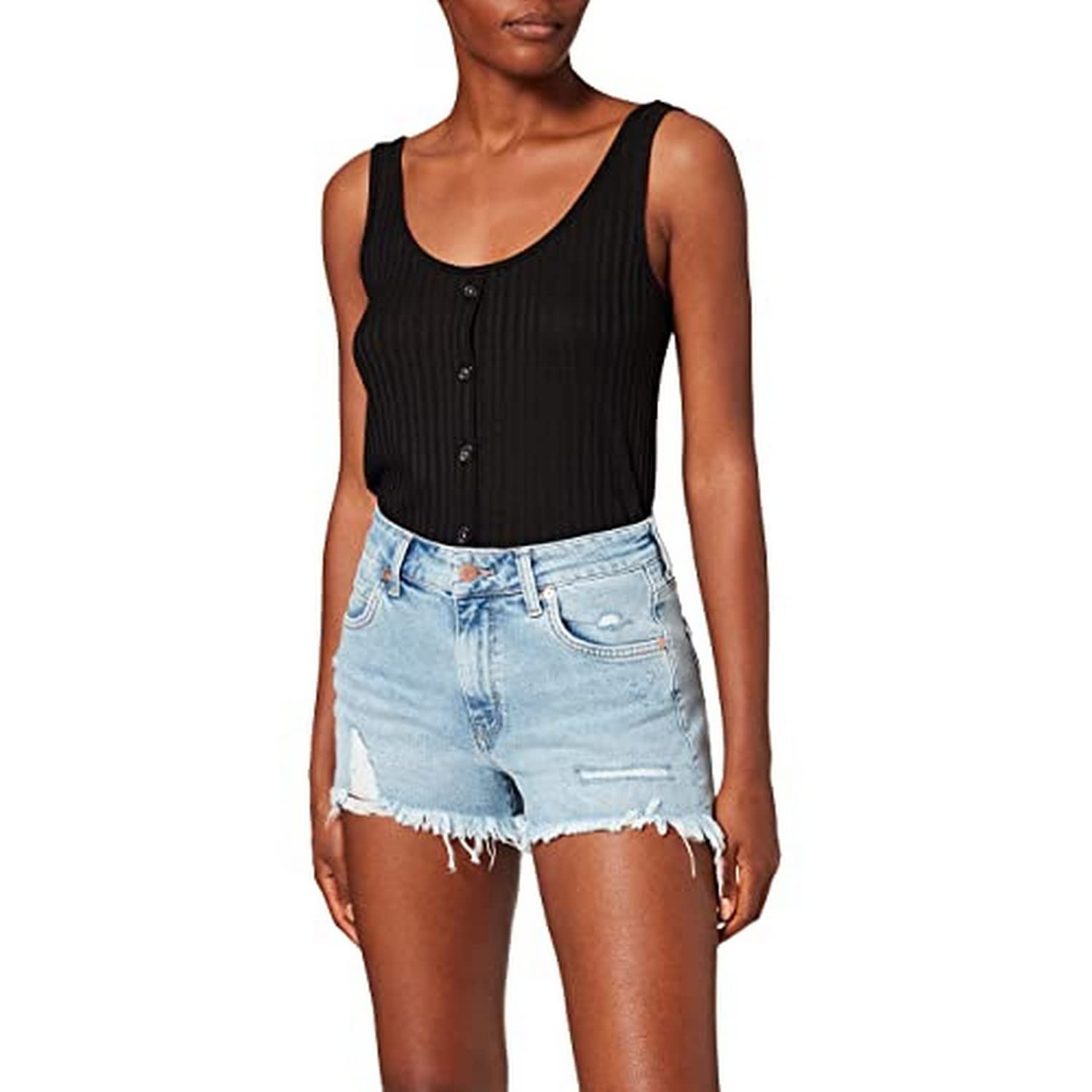 Mavi Rosie Women's High Rise Denim Shorts - Comfortable Boyfriend Style Jean Shorts for Summer | Perfect for Casual Outings, Beach Trips, and Weekend Wear