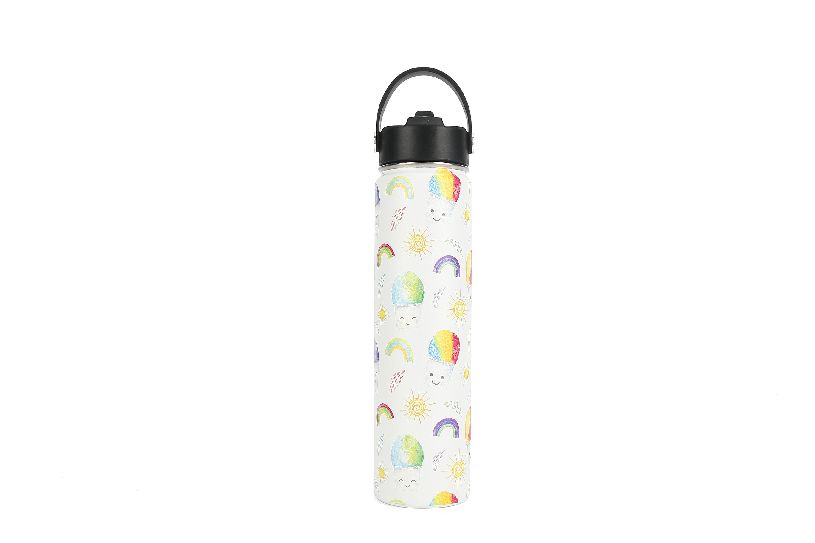 24oz Insulated Stainless Steel Water Bottle - Keeps Drinks Cold for 24 Hours, Hot for 12 Hours - Leak Proof & Sweat Proof - Perfect for Gym, Hiking, Travel & Outdoor Activities (Shave Ice White)
