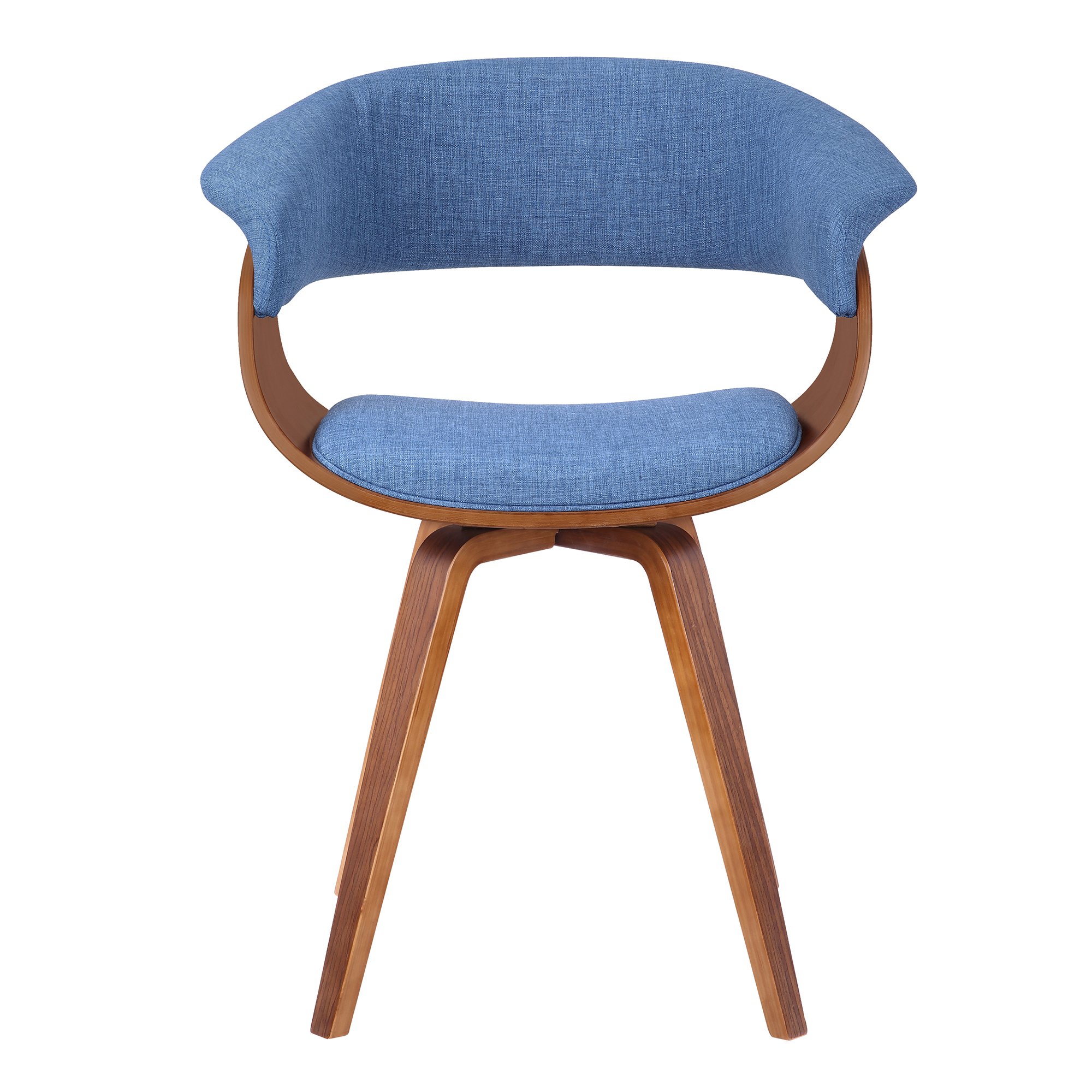 Mid Century Modern Dining Chair - Blue Fabric & Walnut Wood Accent Chair for Kitchen, Dining Table, Office Desk | Stylish Home Decor for Living Room, Breakfast Nook & Vanity Area
