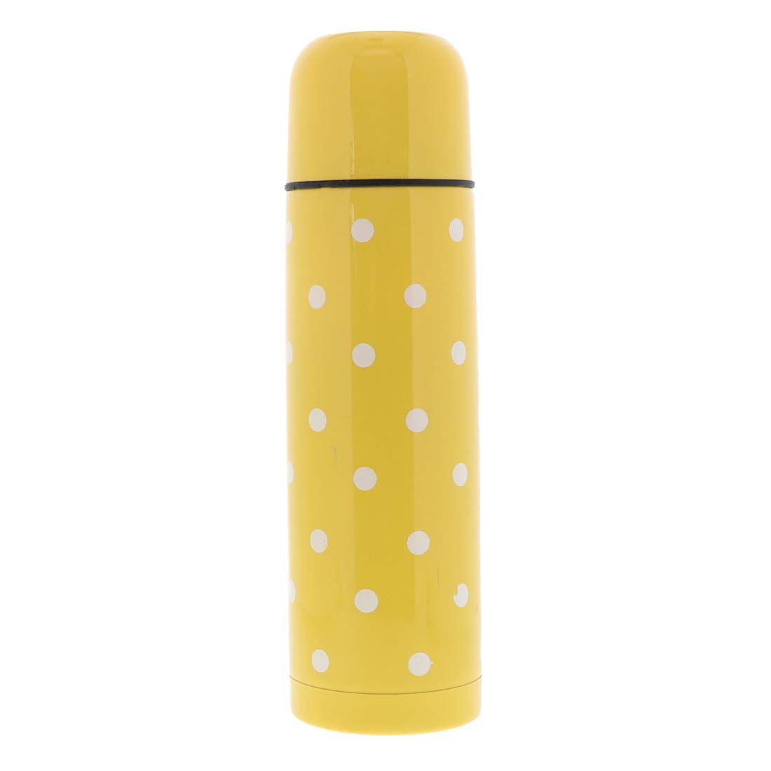 Premium 18oz Vacuum Insulated Stainless Steel Water Bottle with Dotted Design & Included Cup - Leakproof Double-Walled Thermos for Hot/Cold Drinks - Perfect for Gym, Hiking, Office & Travel (Set of 2, Yellow)