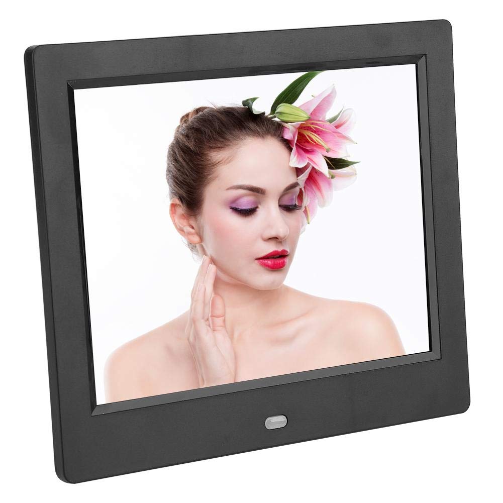 8-Inch Digital Photo Frame & Alarm Clock with 4:3 HD Display - Multi-Angle Standalone Desktop Electronic Watch for Elderly (UK Plug, White) - Perfect for Home Office, Bedside Table & Gift Giving