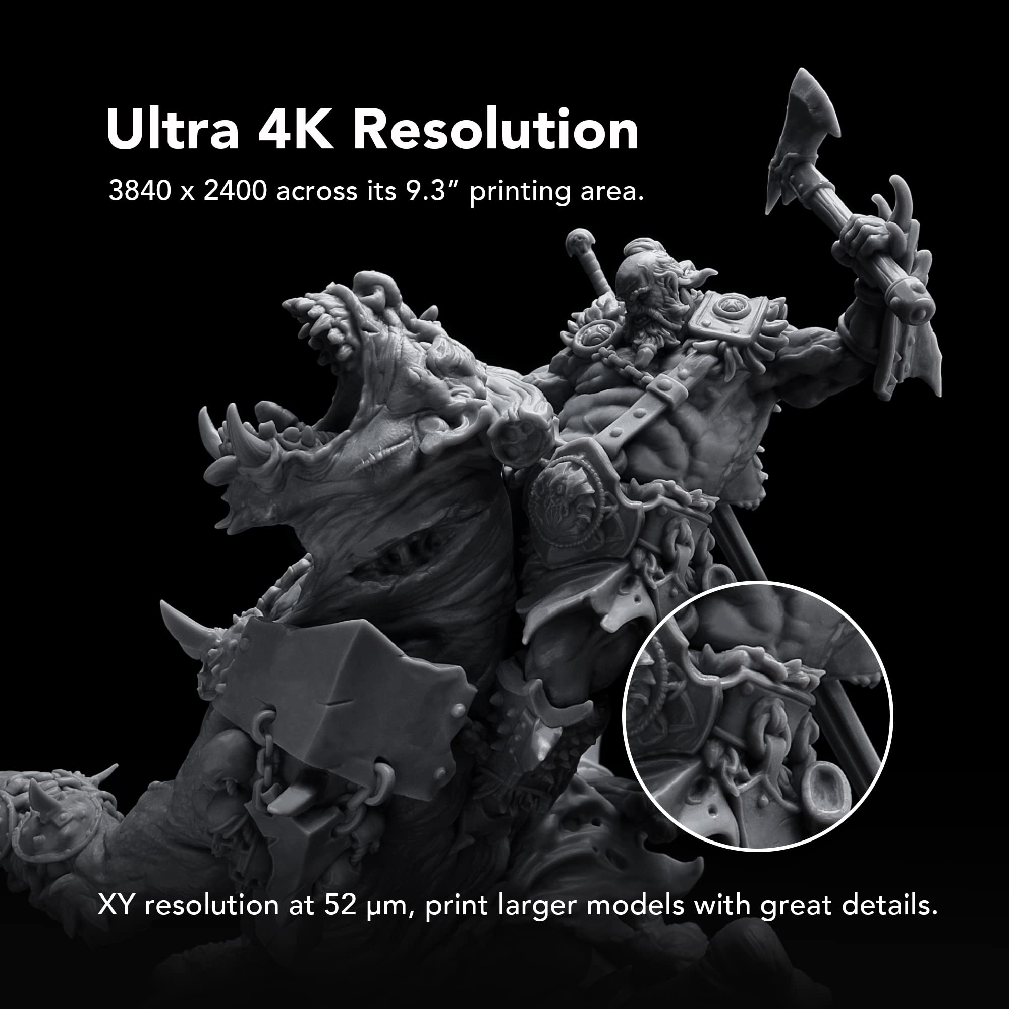 Phrozen Sonic Mighty 4K 3D Printer Bundle with Onyx Rigid PRO410 3D Printing Resin (1KG) - High Precision Rapid Printing for Miniatures, Jewelry & Dental Models