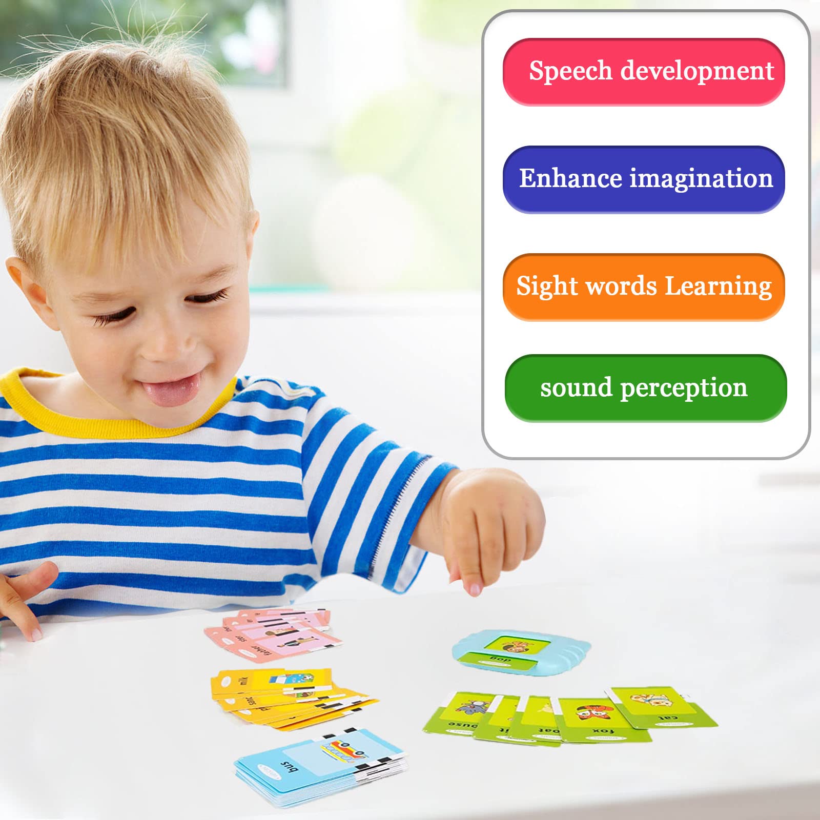Talking Flash Cards for Toddlers 1-5 Years, Speech Therapy & Autism Learning Toys, ABC 123 Sight Words - 255 Double-Sided Cards, Educational Interactive Toy with Giftable Packaging for Home & Classroom Use