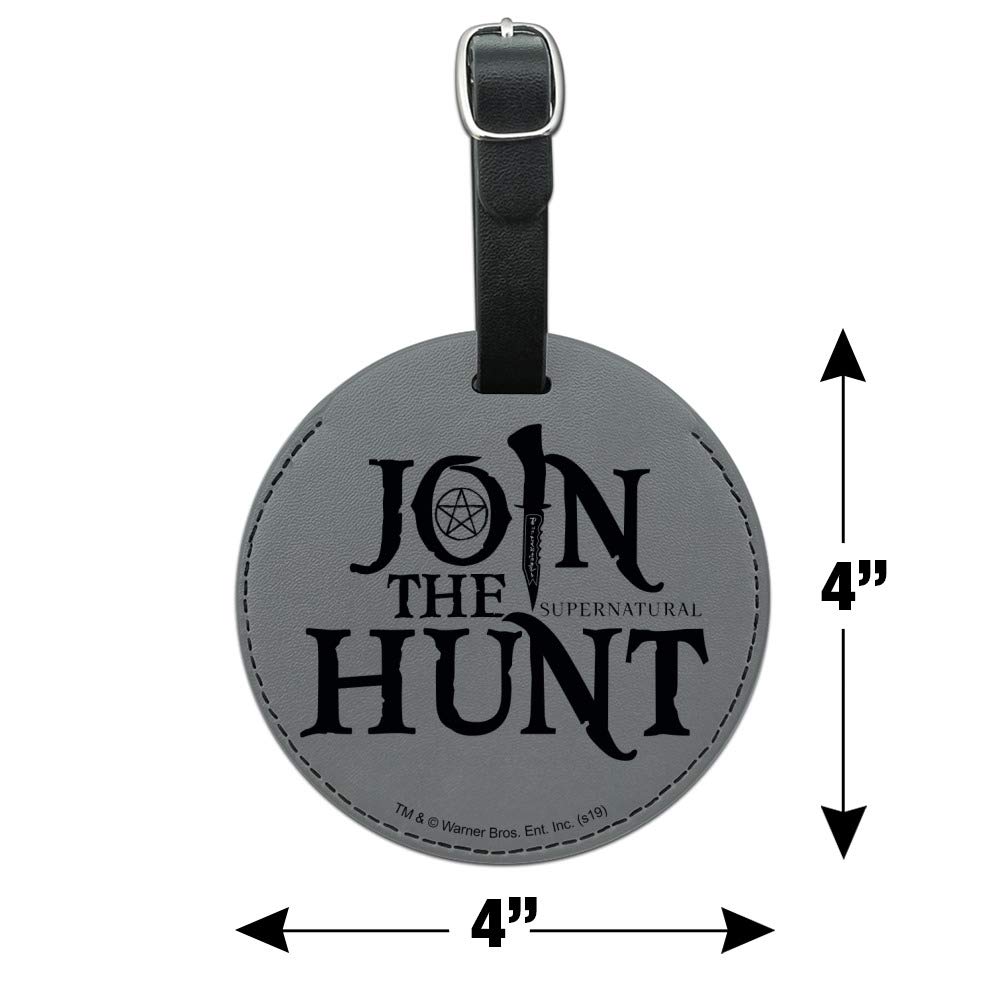 Supernatural Join The Hunt Round Leather Luggage Tag - Personalized Carry-On ID Tag for Suitcases & Travel Bags - Perfect for Air Travel, Business Trips & Vacation Identification