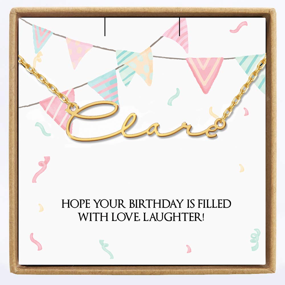 Personalized Name Necklace for Women - Custom Nameplate Pendant with Gift Message Card - Birthday Jewelry Gift for Her, Girlfriend, Wife - Perfect for Anniversaries, Valentine's Day & Special Occasions