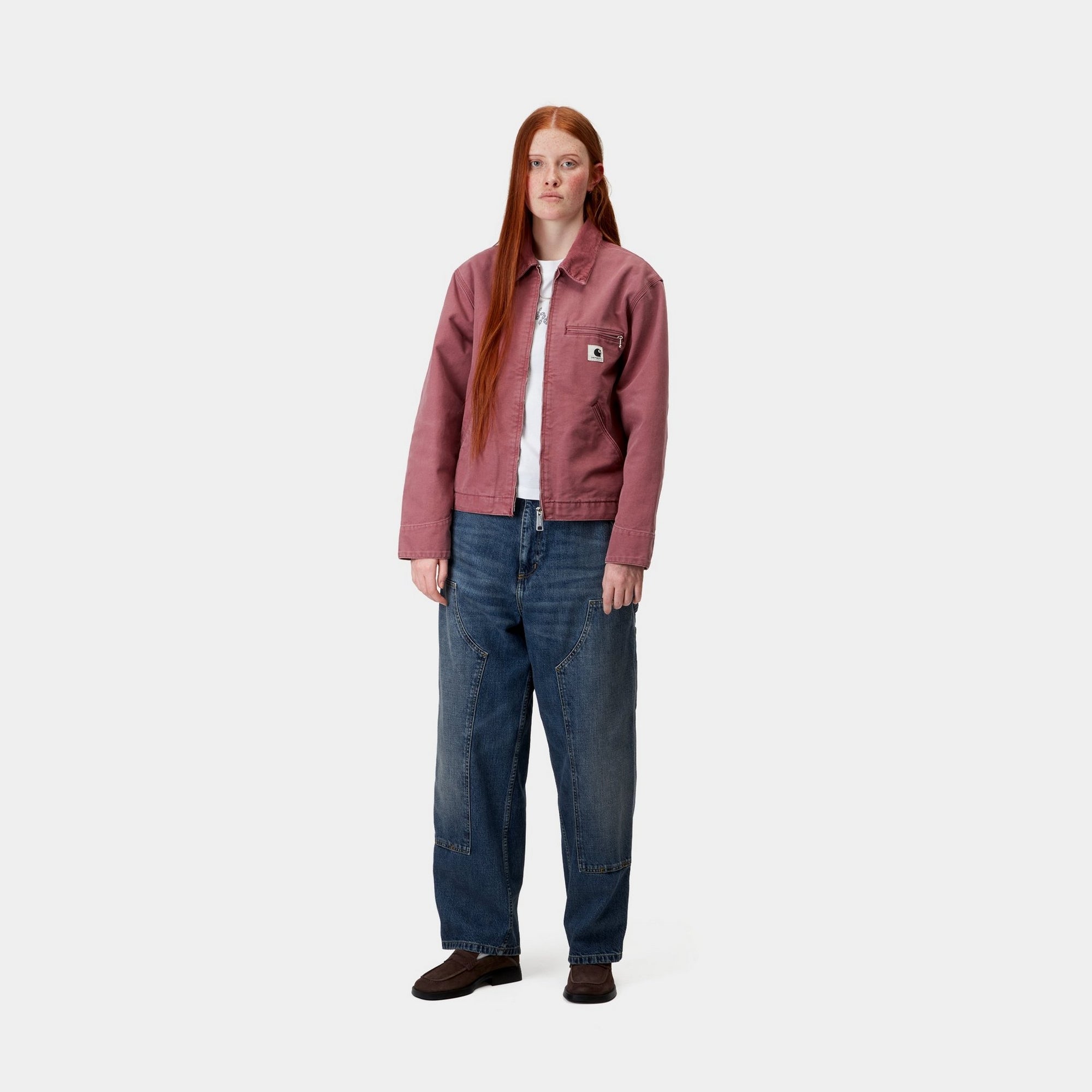 Women's Brandon Double Knee Work Pants - Dark Blue Distressed Denim for Casual Wear & Outdoor Activities | Durable & Comfortable for Work, Hiking, and Everyday Use