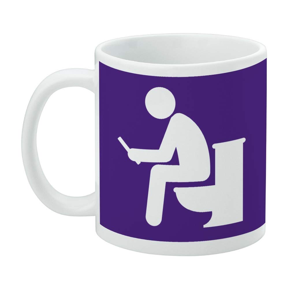 Funny Man Pooping on Toilet White Coffee Mug - Perfect for Office Humor & Gag Gifts