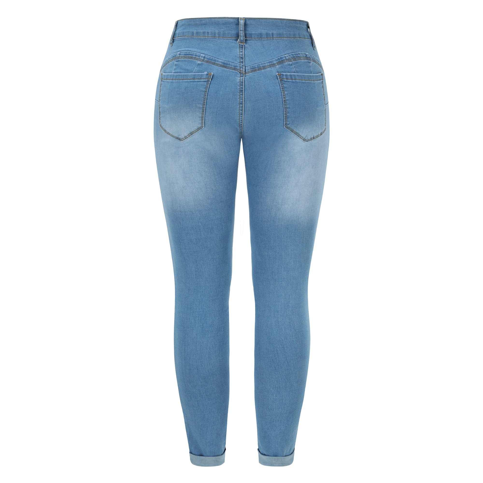 THUNDER STAR Women's Stretch Ripped Cropped Jeans - Mid Rise Distressed Denim Pants for Casual Wear | Perfect for Street Style, Dating & Weekend Outfits