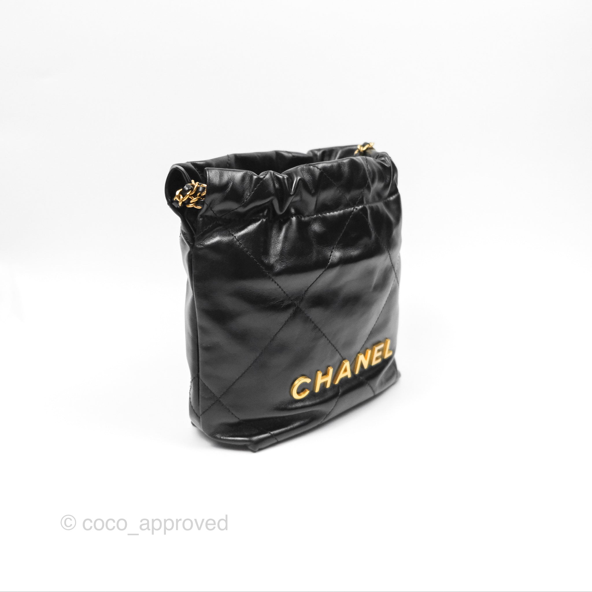 Chanel 22 Mini Bag Black Crumpled Calfskin Leather Crossbody Purse for Women | Luxury Designer Handbag for Date Night, Parties & Everyday Use