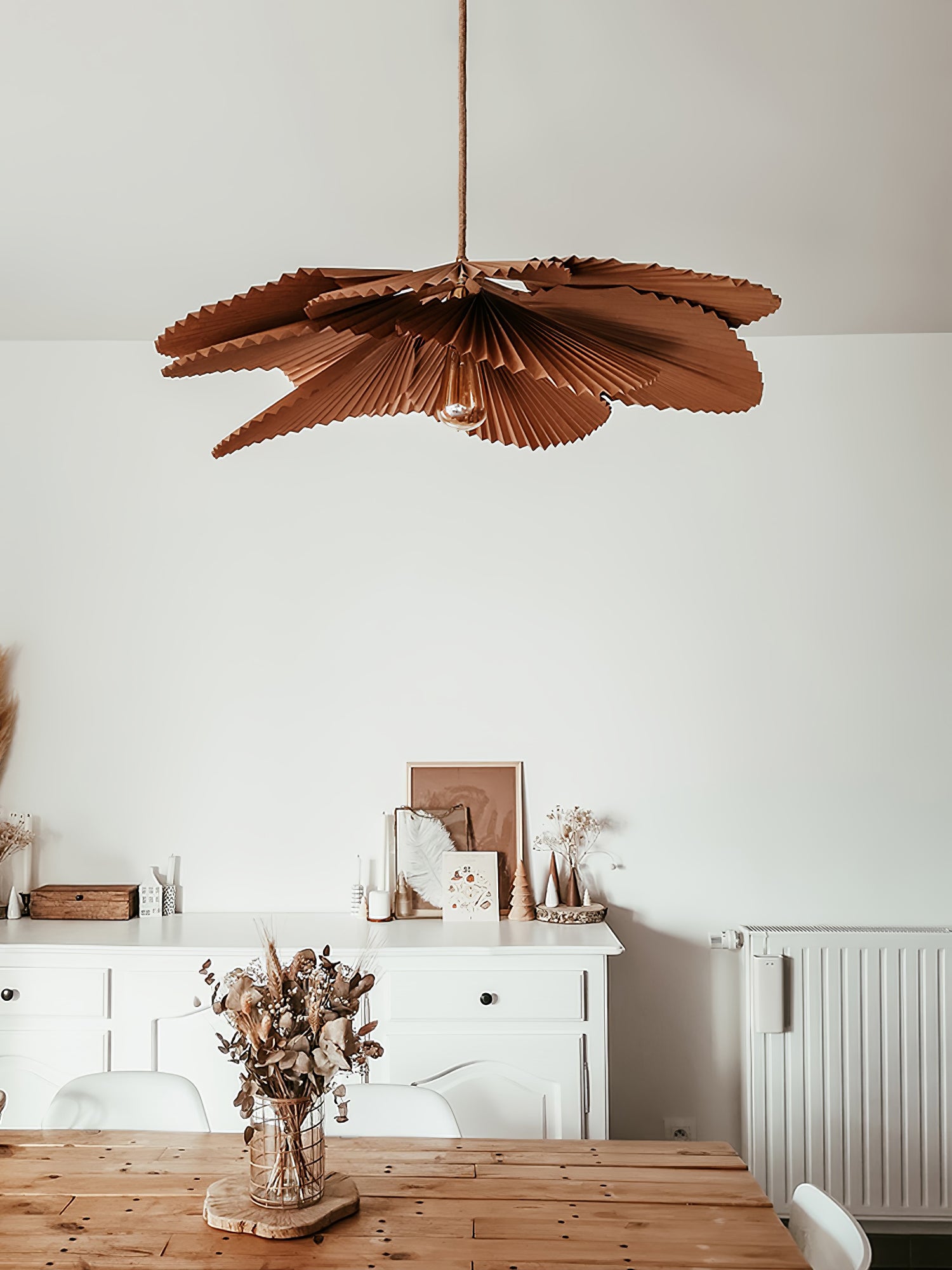 Handmade Folded Leaf Lotus Pendant Light - Boho Chic Ceiling Lamp for Bedroom, Living Room & Dining Room Decor