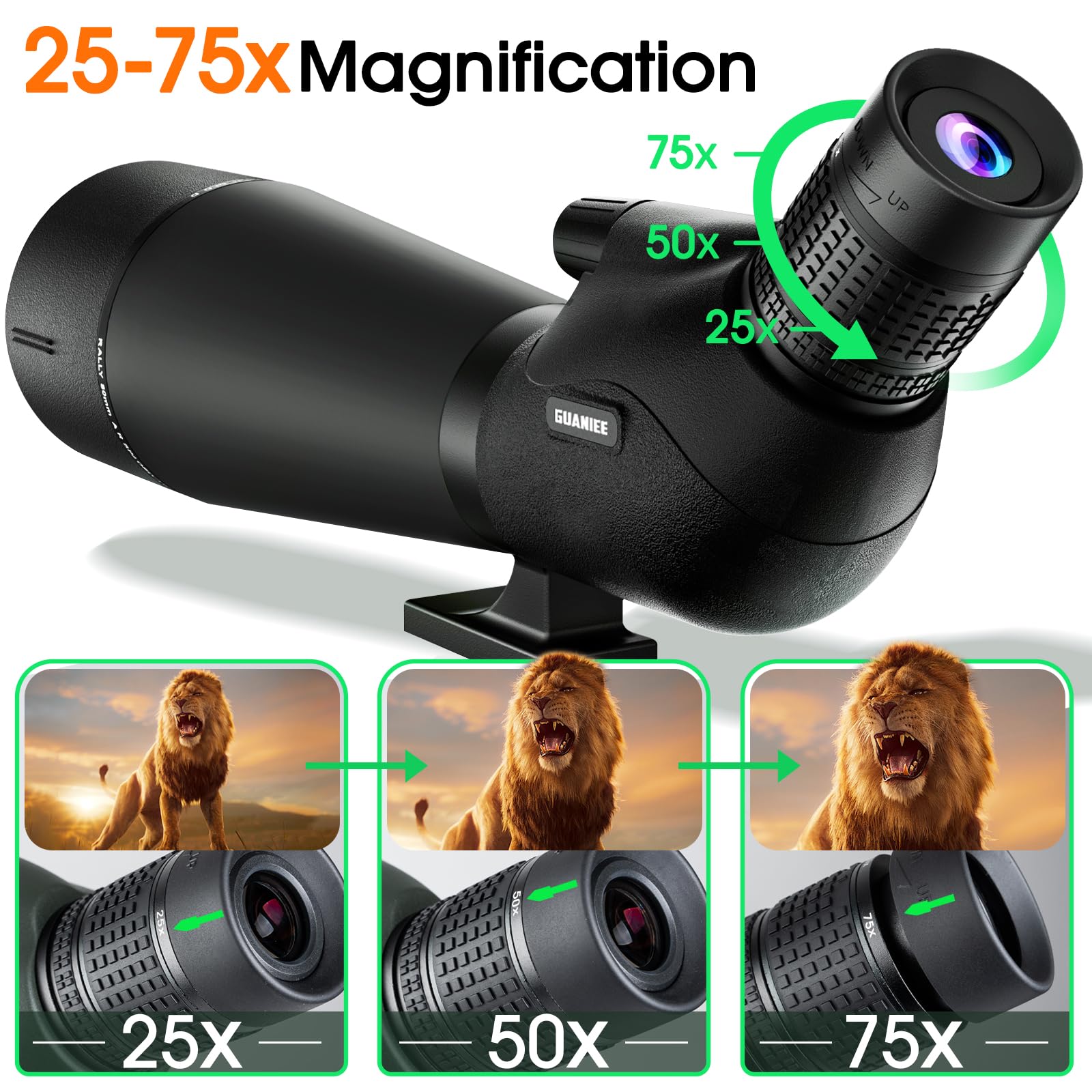 25-75x80 High Power Spotting Scope with Tripod, Carrying Bag & Phone Adapter - Perfect for Target Shooting, Bird Watching, Wildlife Viewing & Outdoor Adventures