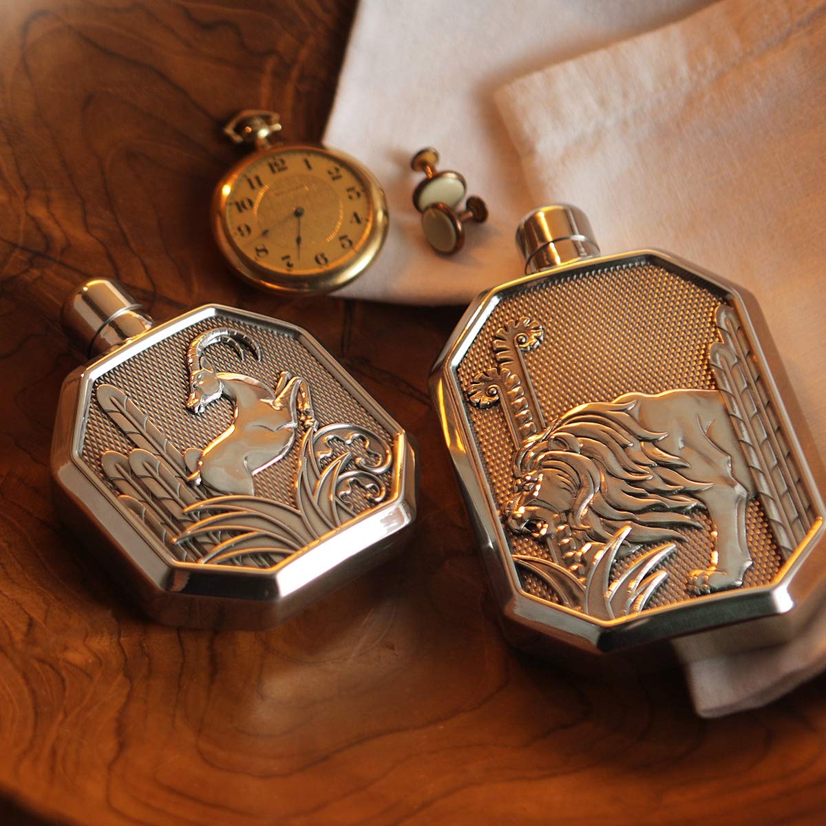 Royal Selangor Savannah Collection Pewter Gazelle Hip Flask - Handcrafted Engraved Design, Perfect for Whiskey, Bourbon & Liquor Storage - Ideal Gift for Men, Outdoor Adventures & Special Occasions