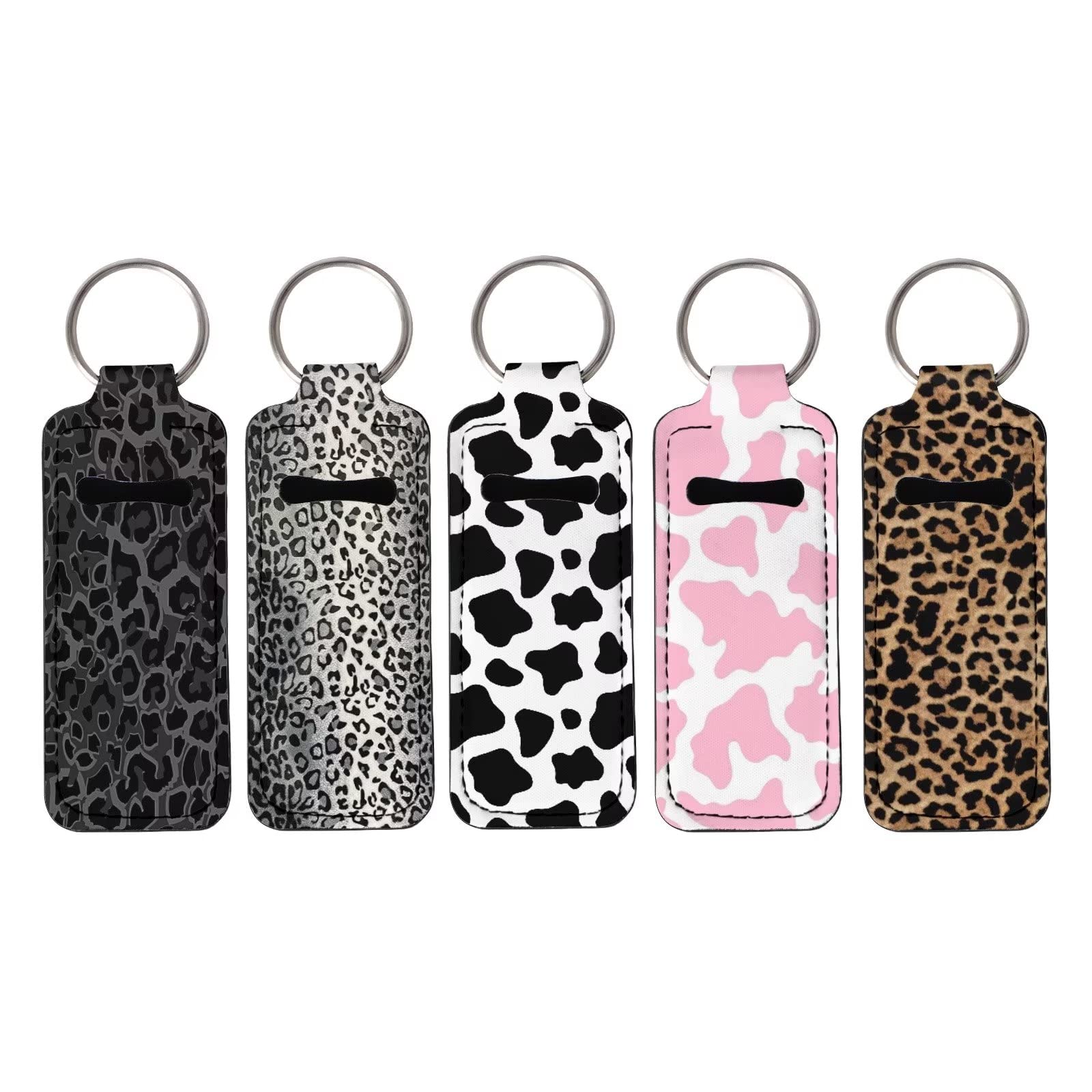 UNICEU 5 Pack Chapstick Holder Keychain - Lip Balm & Lip Gloss Sleeve Pouch for Travel, Gym, Hiking & Everyday Use - Durable Lipstick Keychain Accessories