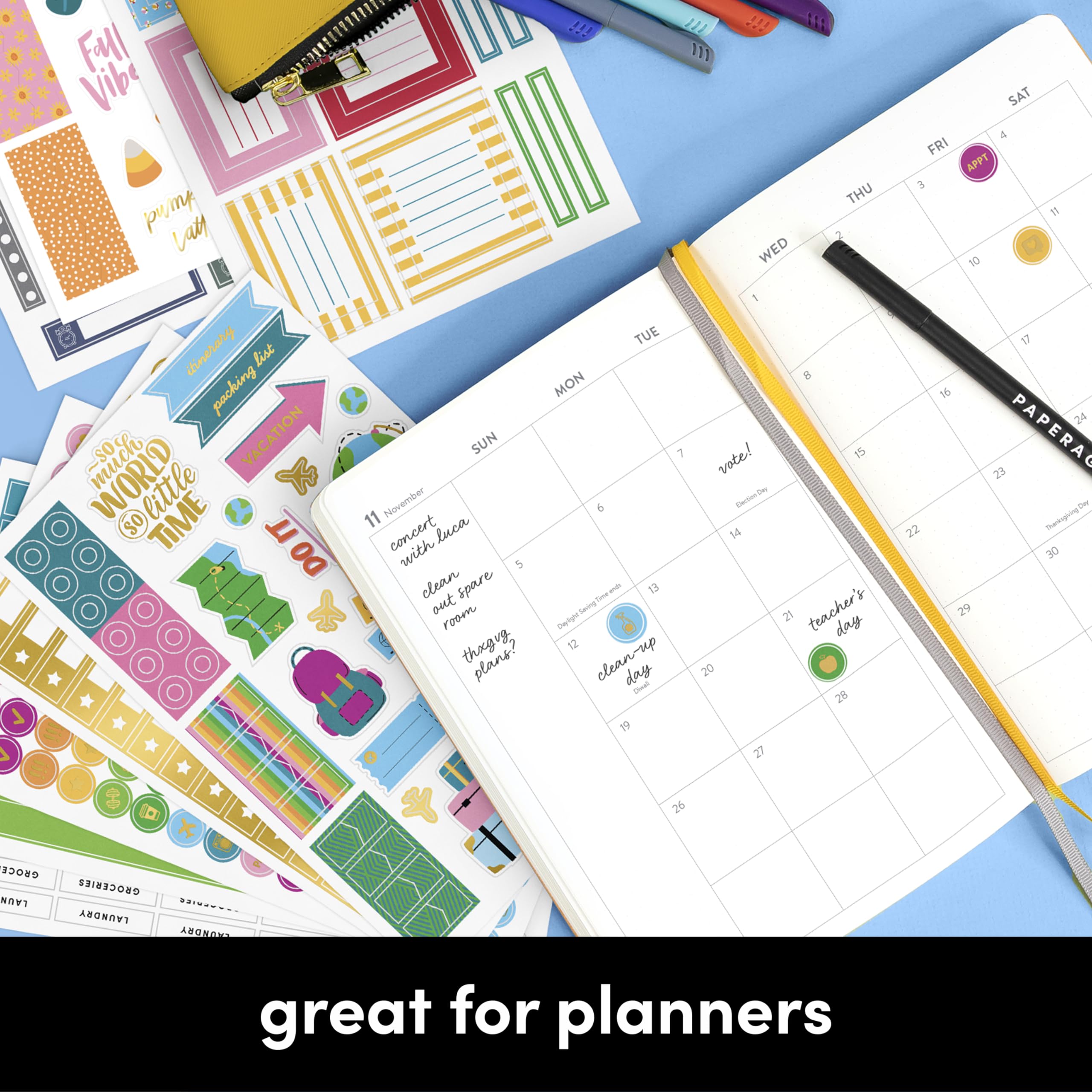 Premium PAPERAGE Planner Stickers - 40 Sheets with 2,100+ Neutral & Gold Foil Stickers for Bullet Journals, Calendars, Notebooks & DIY Planning - Perfect for Organization, Scrapbooking & Gift Decorating