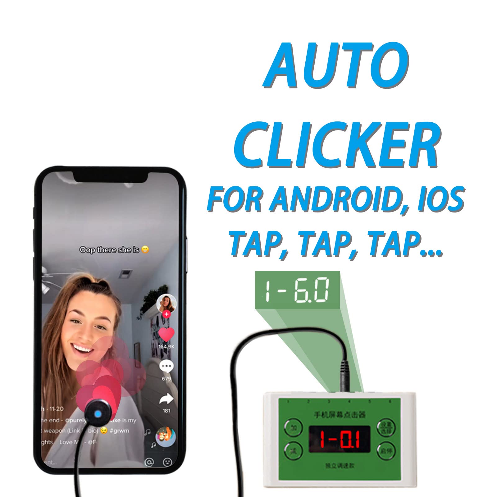 Adjustable Speed Auto Clicker for iPhone, iPad, Android - Multi-Port Physical Click Device with Independent Controls | Perfect for Mobile Games, Reward Apps & Screen Tapping Tasks (D5 Model)