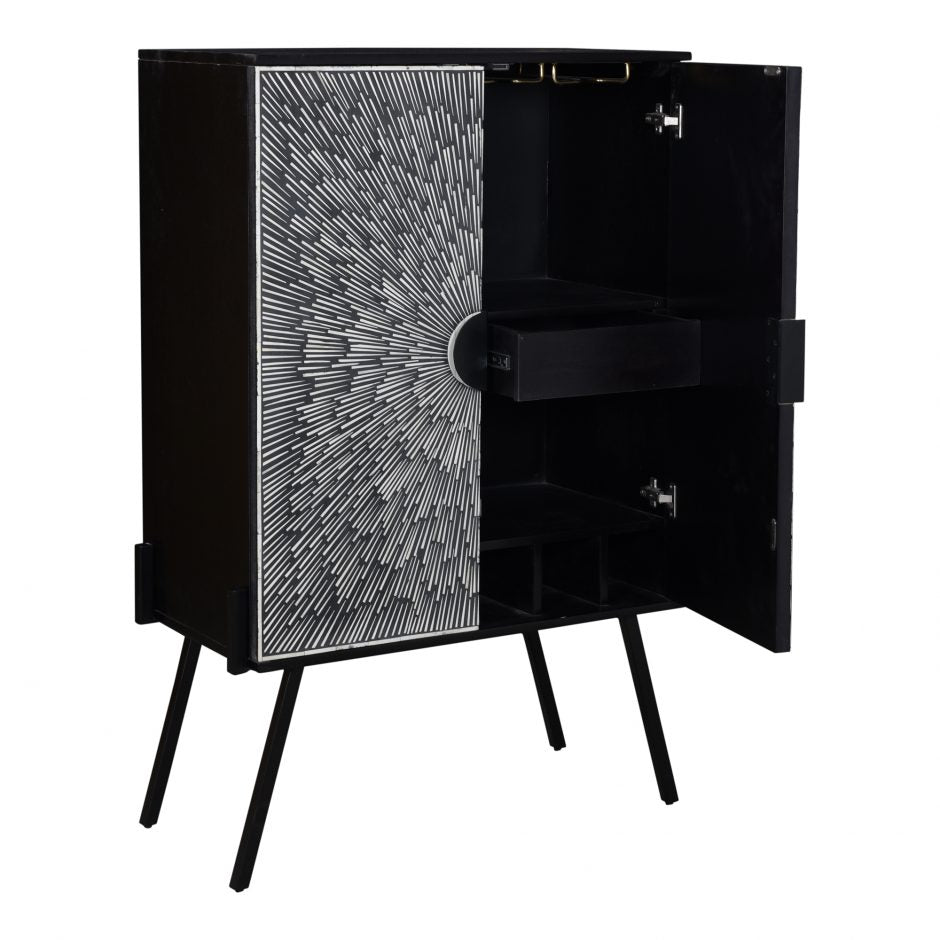 Sunburst Wine Cabinet - Elegant Wooden Wine Storage for Home Bar, Dining Room & Kitchen | Perfect for Wine Enthusiasts & Entertaining Guests
