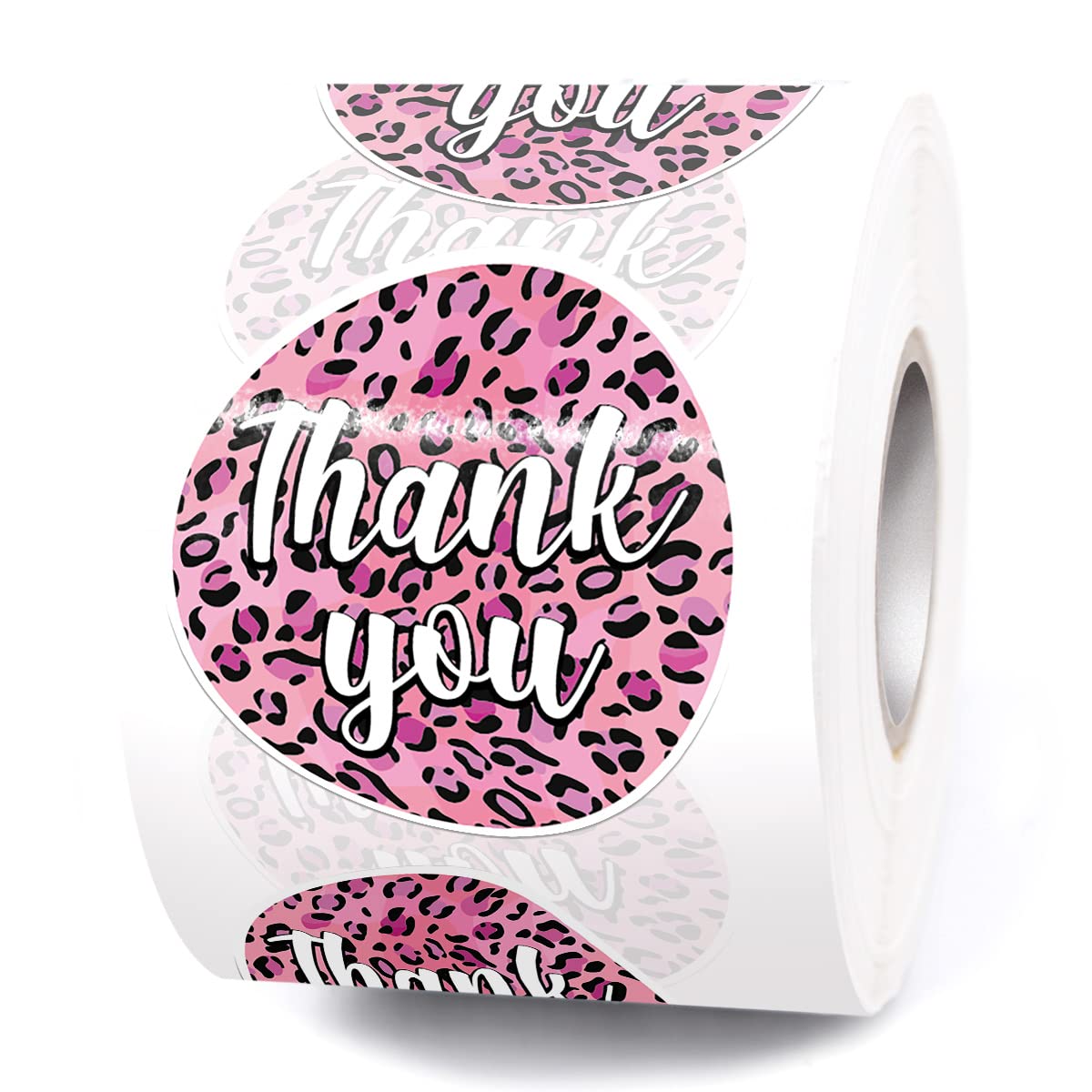 Cute Pink Leopard Print Thank You Stickers - 500 PCS Handmade Happy Mail Stickers for Small Business, Package Decorations & Gift Wrapping - Perfect for Etsy Shops, DIY Crafts & Customer Appreciation Gifts