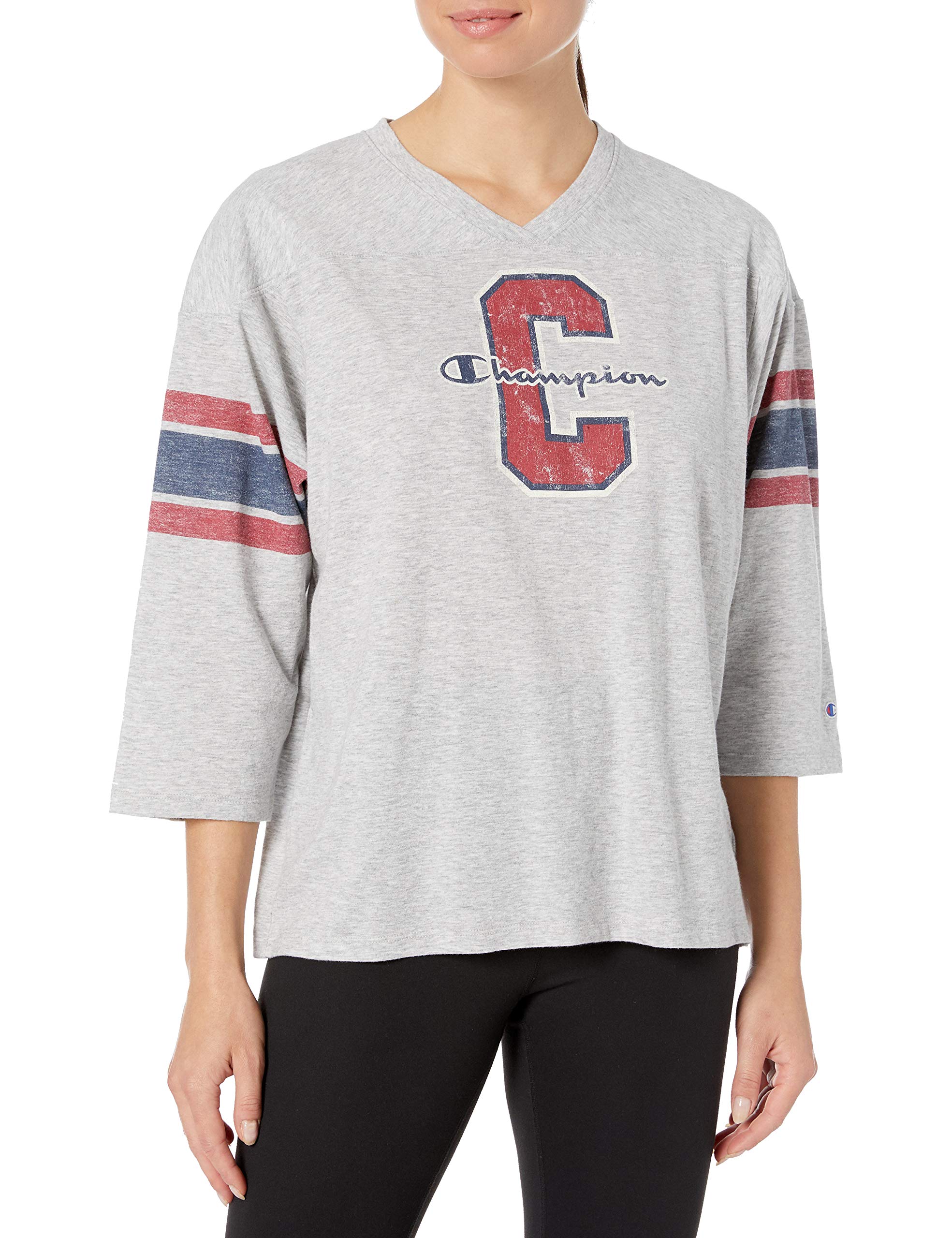Champion Women's Heritage Football T-Shirt - Vintage Style Cotton Tee for Casual Wear, Sports & Game Day Outfits