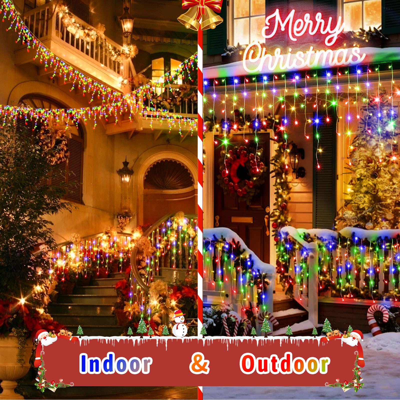 JXLEDAYY 1280 LED 131ft Christmas String Lights with 240 Drops - 8 Lighting Modes for Indoor Outdoor Holiday Decorations | Perfect for Christmas Tree, Wedding, Party, Bedroom, Garden, Patio