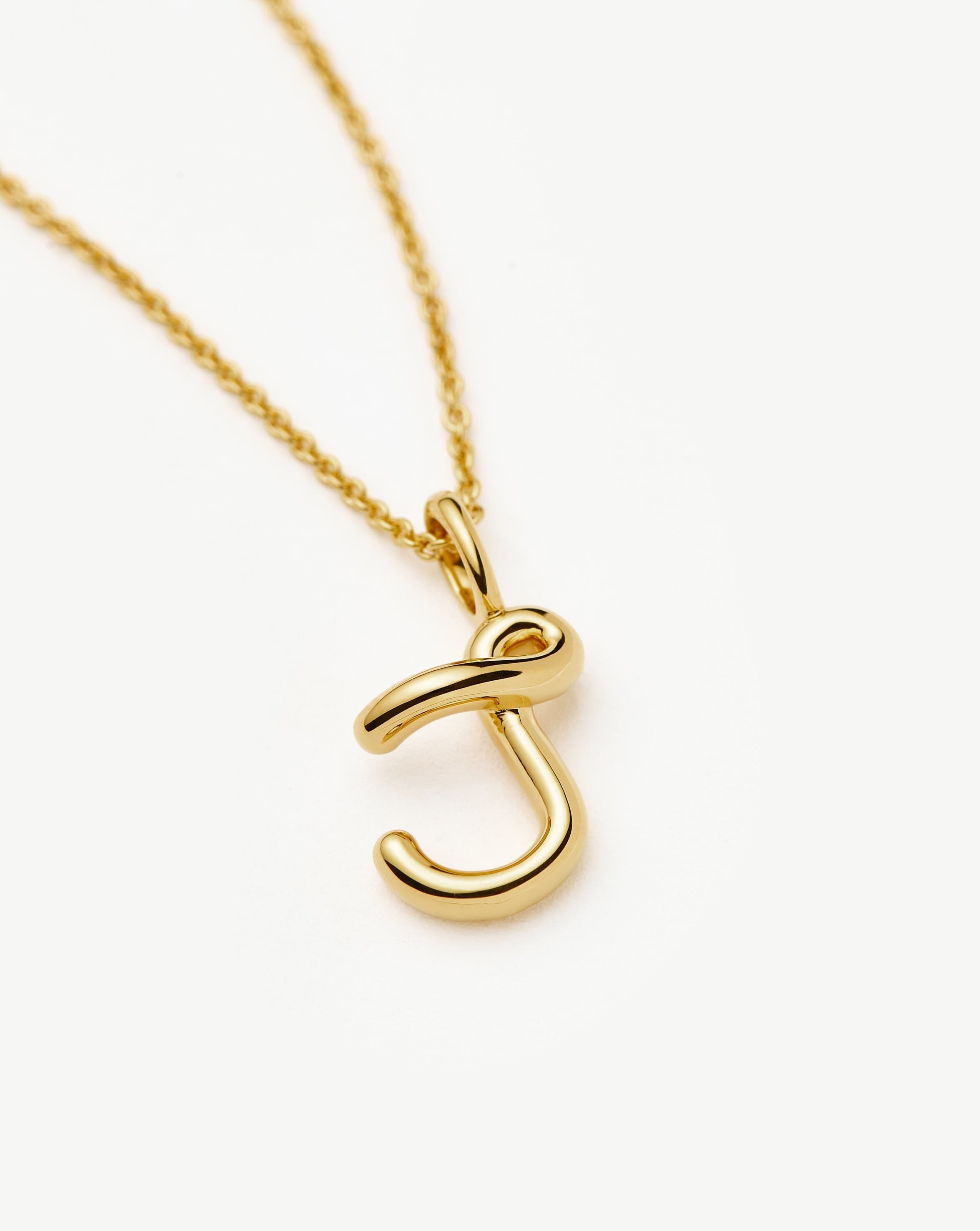 Curly Molten Mini Initial Necklace - Personalized Letter J Pendant in 18k Gold Vermeil - Perfect for Birthdays, Anniversaries & Everyday Layering Jewelry