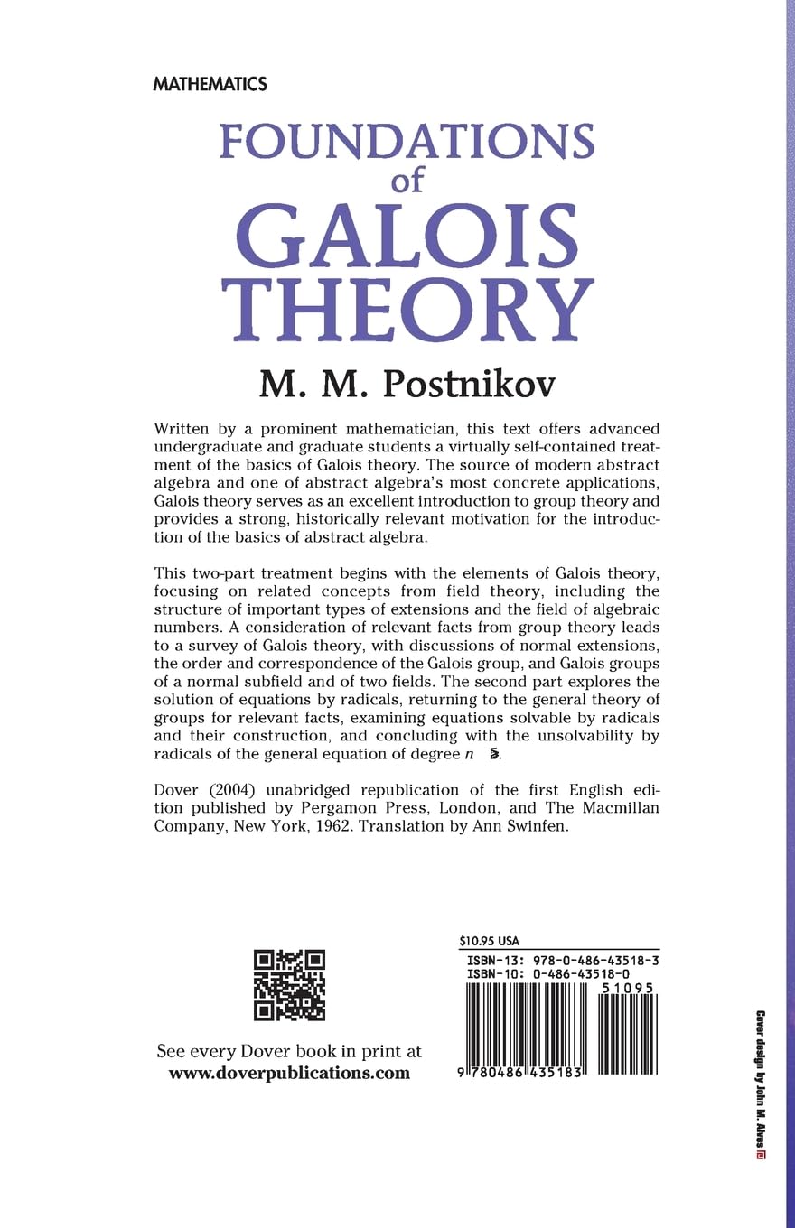 Foundations of Galois Theory - Dover Mathematics Book | Algebra Study Guide for Students & Researchers | Perfect for Self-Study & University Courses