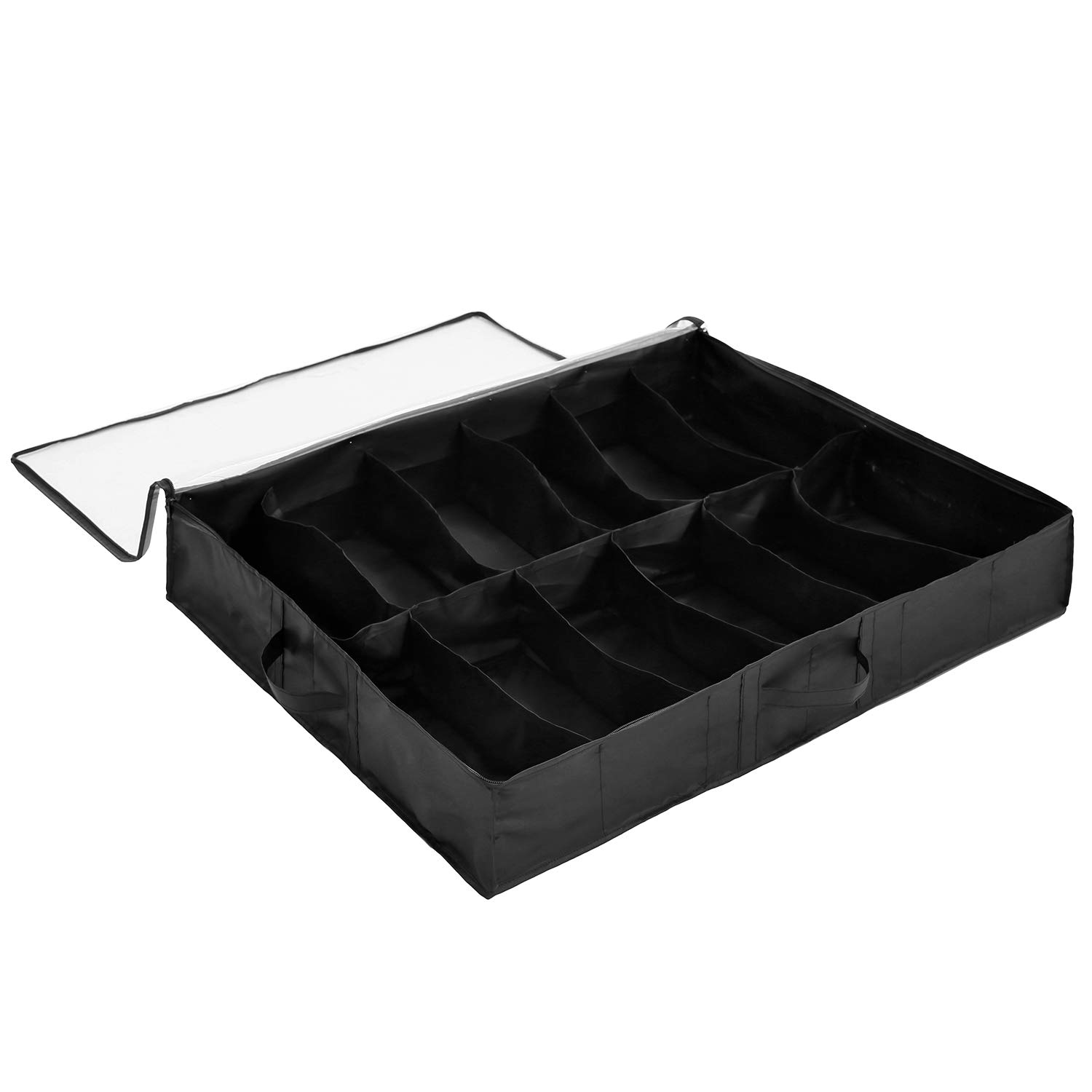 Surblue 12 Pairs Under Bed Shoe Organizer Storage Bags - Space Saving Closet & Travel Shoe Storage (Black) - Perfect for Bedroom, Closet, Dorm & Luggage Organization