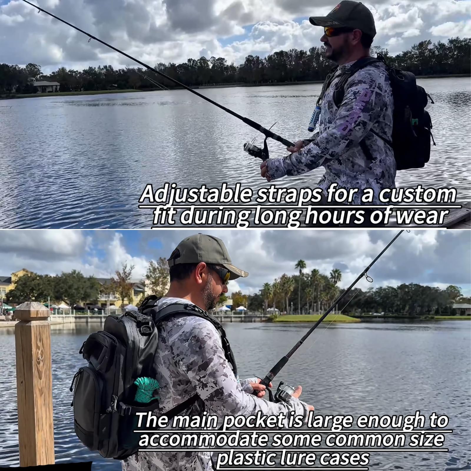 Best Versatile Fishing Backpack with Rod Holder & Adjustable Straps - Waterproof Tackle Storage for Freshwater & Saltwater Fishing Trips