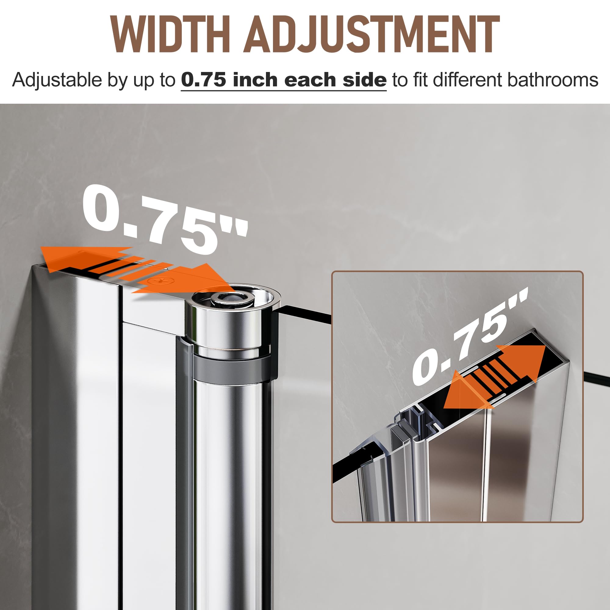 Frameless Bi-Fold Shower Glass Door - 1/4
