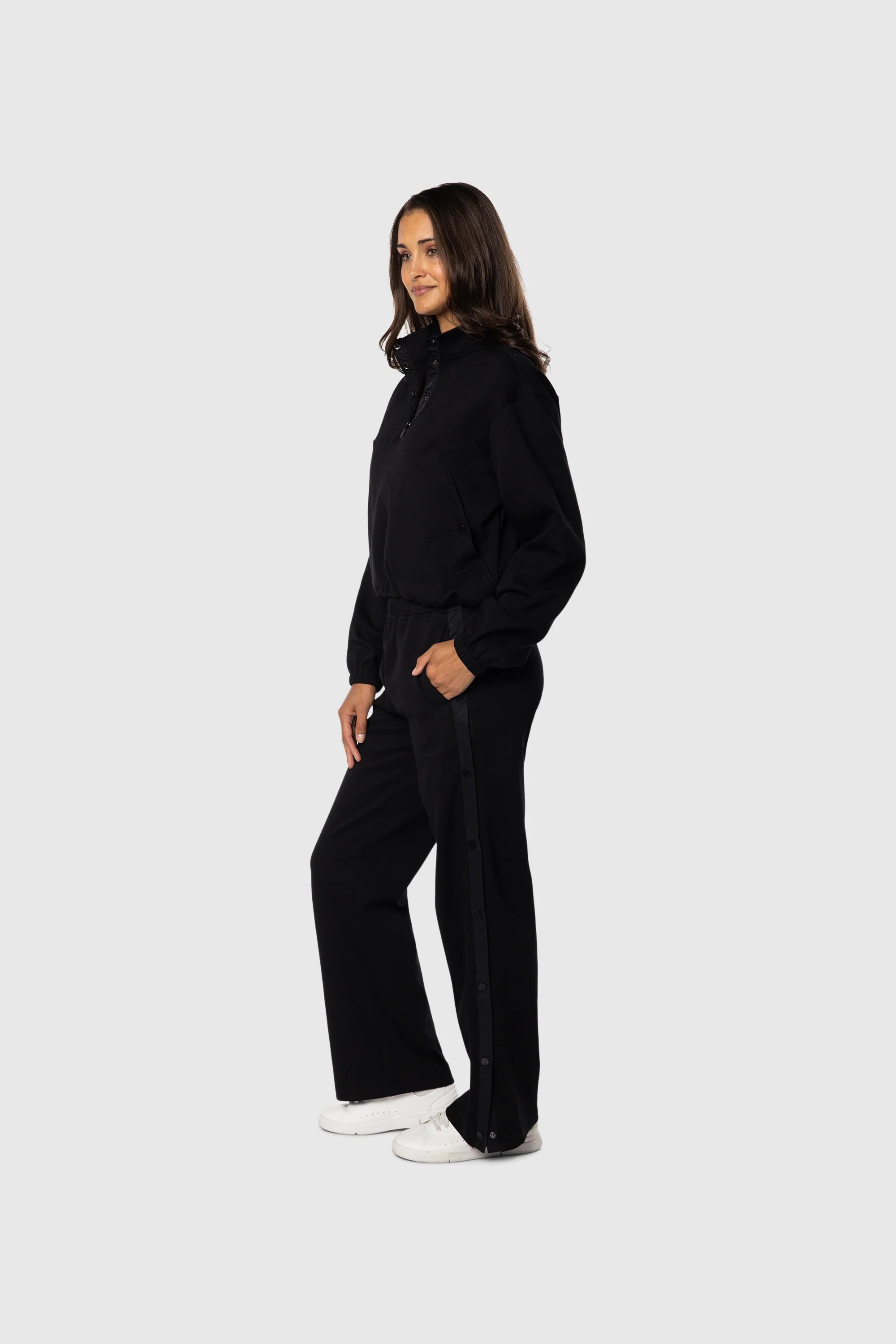 Blackout Snap Pants for Women - High Waisted Comfortable Lounge Pants with Adjustable Waistband - Perfect for Yoga, Sleepwear, and Relaxing at Home