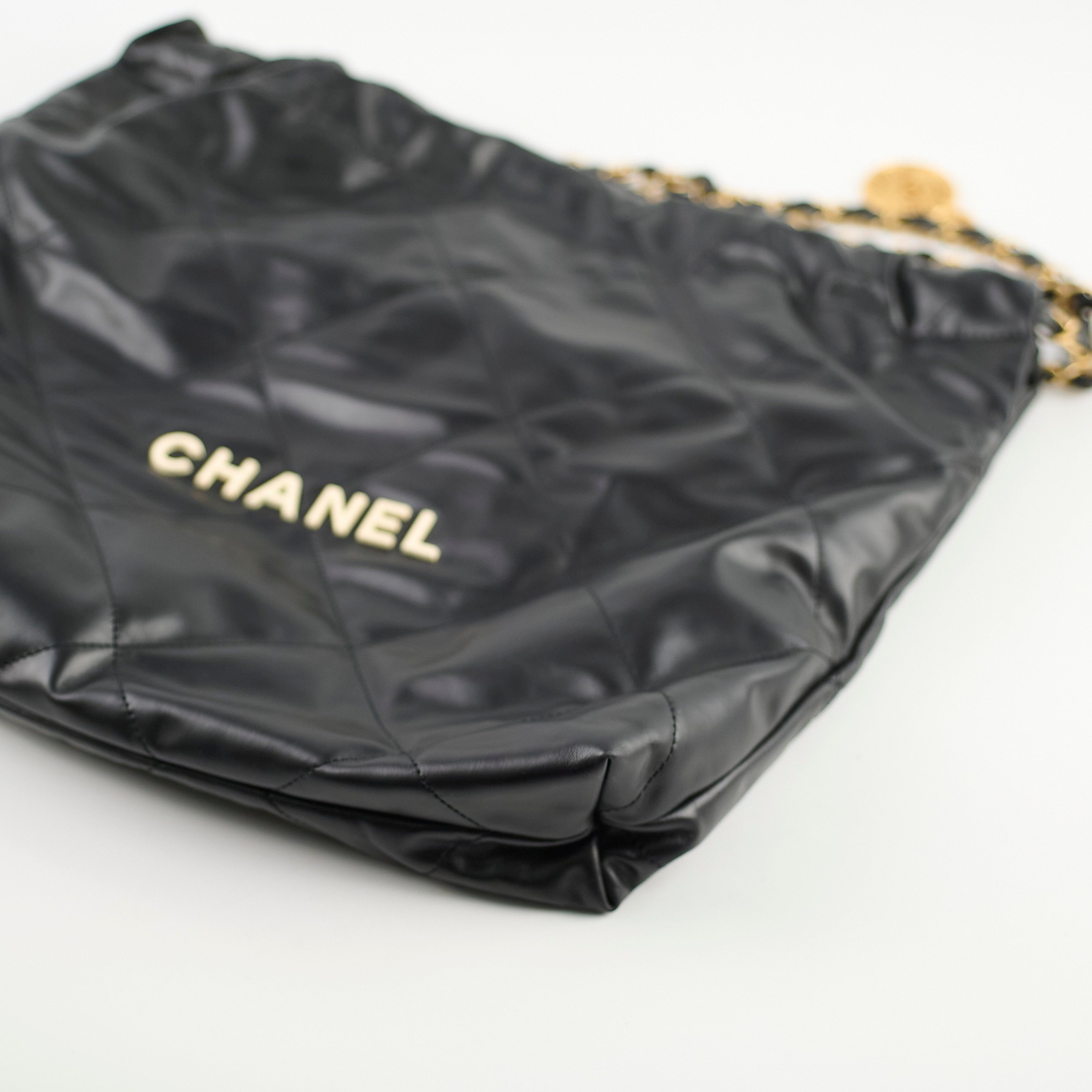 Chanel 22 Medium Black Microchip Leather Handbag - Luxury Designer Shoulder Bag for Women | Perfect for Work, Travel & Evening Events