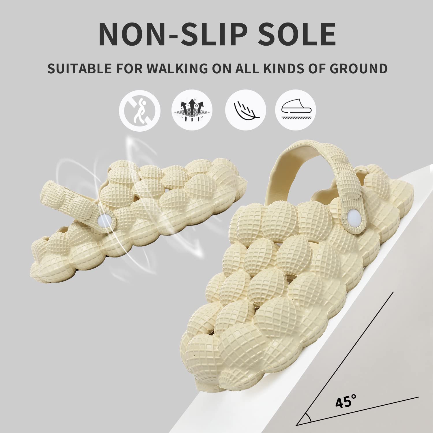 Non-Slip Bubble Slides with Charms for Women & Men - Soft EVA Golf Ball Slippers with Cloud Cushion Thick Sole - Comfortable Spa & Gym Slides for Shower, Bedroom, Home, and Outdoor Wear