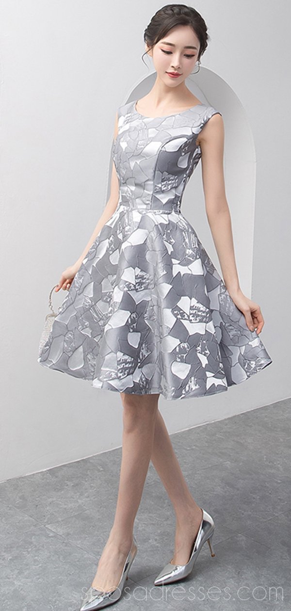 Elegant Grey Scoop Neck Homecoming Dress | Affordable Short Prom Dresses for Women | CM785 | Perfect for School Dances, Parties & Special Occasions