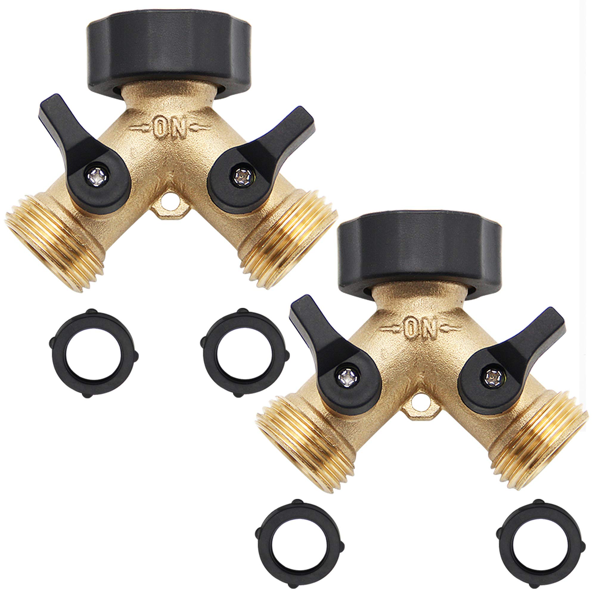 2-Way Brass Hose Splitter - 3/4