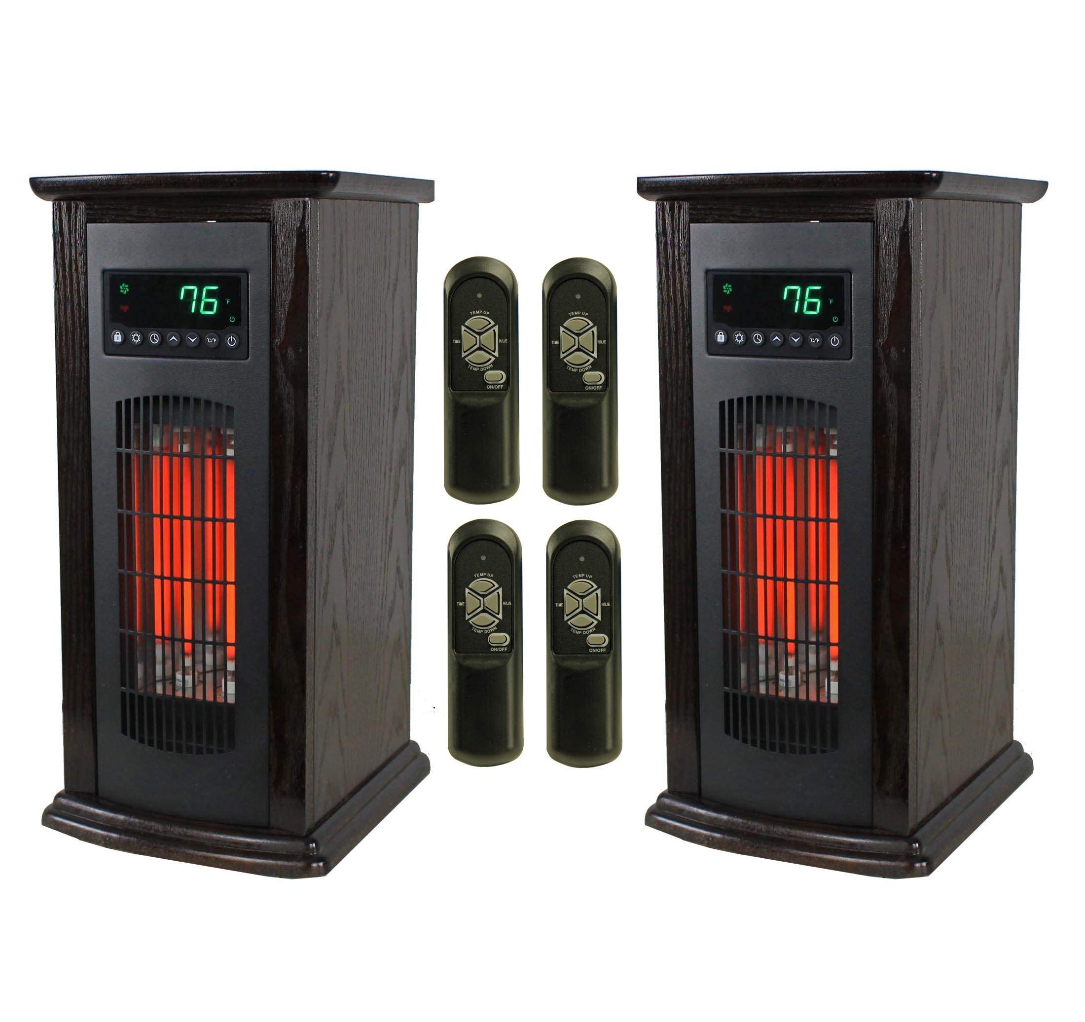 LifeSmart LifePro 1500W Infrared Quartz Tower Space Heater with Adjustable Temperature & Remote Control - Black (2 Pack) - Perfect for Bedroom, Living Room & Office Heating