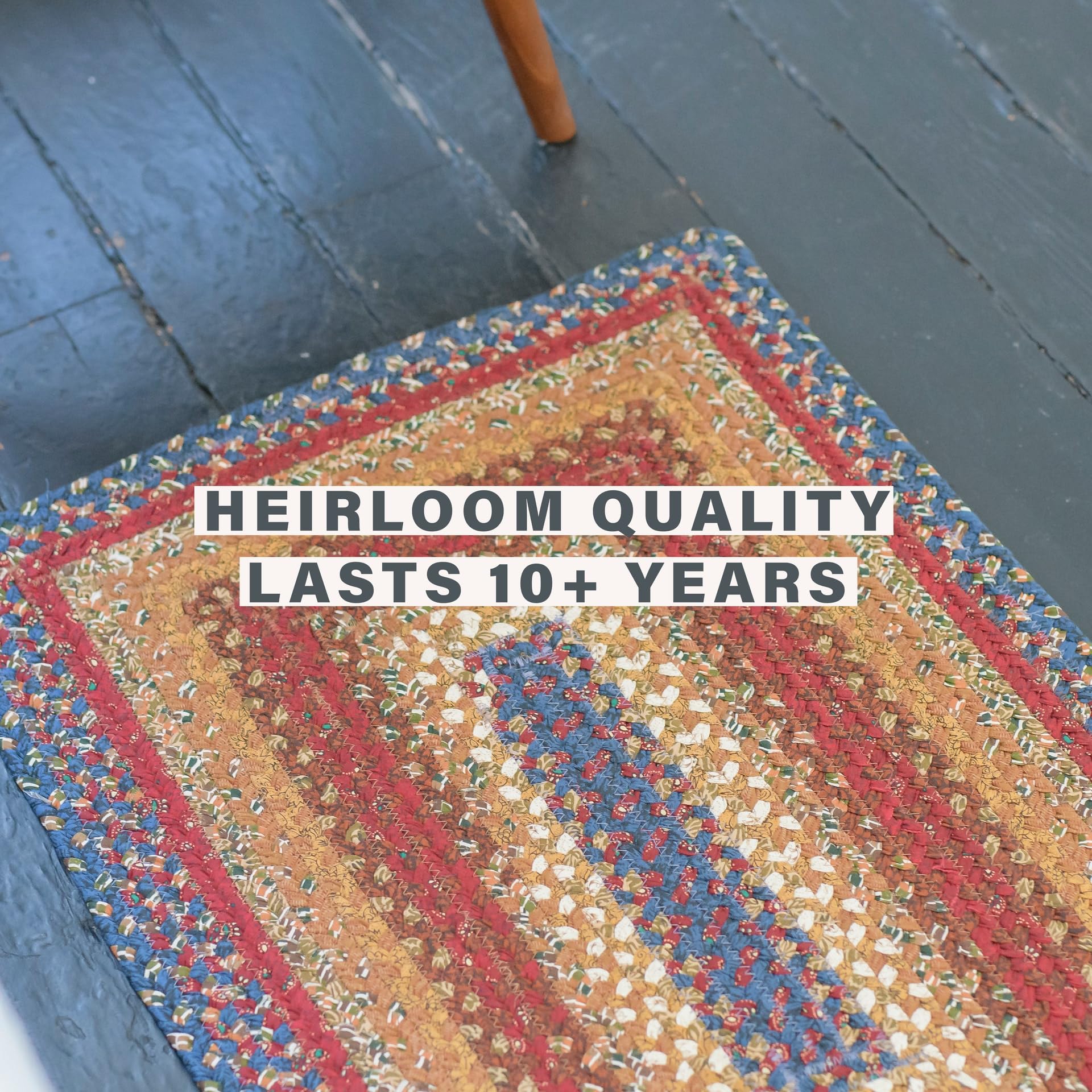 Homespine Log Cabin Step Luxury Braided Rug - Burgundy & Blue Oval Dining Room Rug - Soft Flat Non-Slip - 6x9 Feet - Perfect for Cabin, Farmhouse & Rustic Living Room Decor