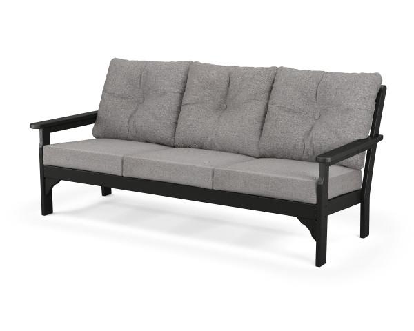Polywood Black Vineyard Deep Seating Sofa - Outdoor Patio Furniture Set for Garden, Poolside & Backyard Relaxation