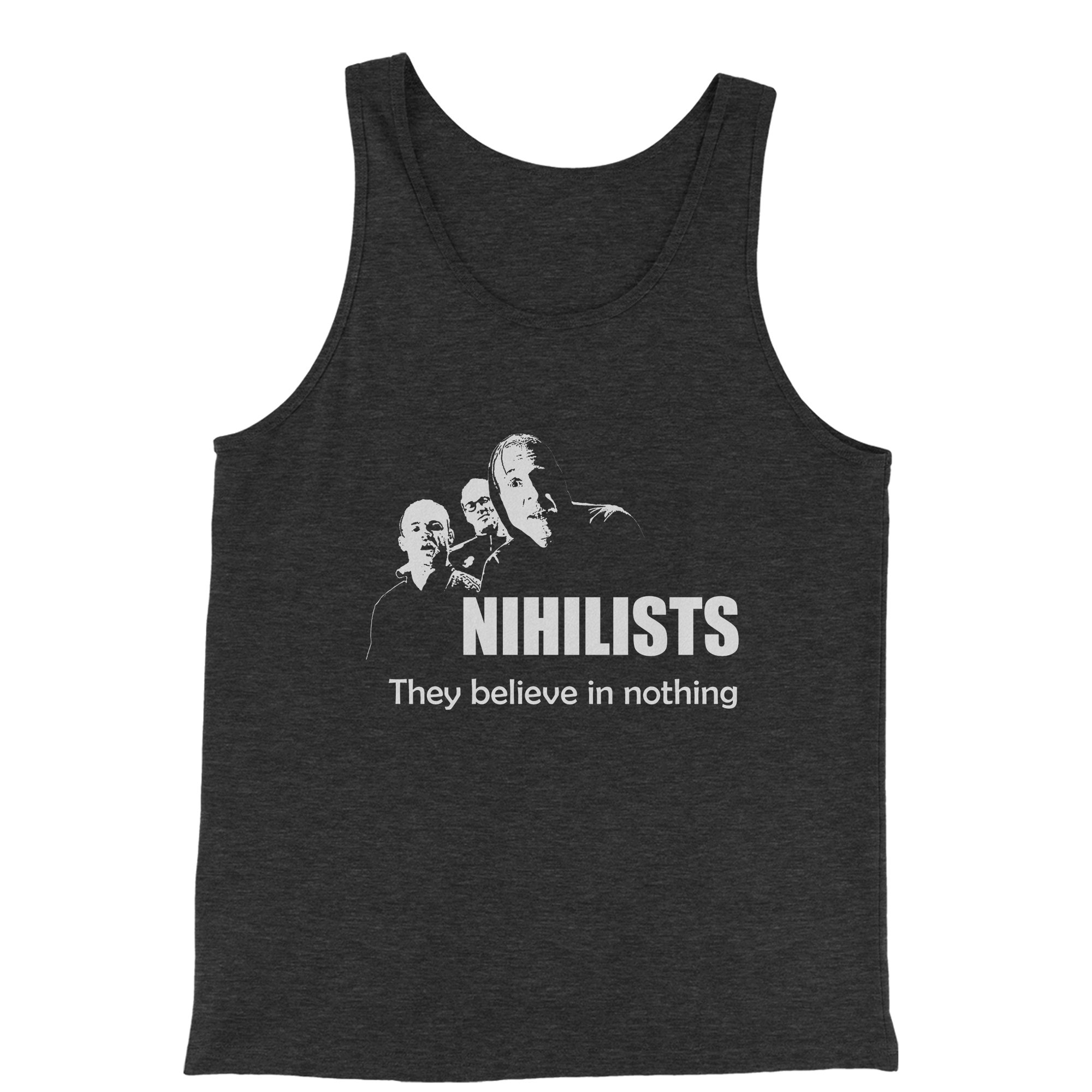 FerociTees Nihilists Lebowski Jersey Tank Top - Soft & Comfortable Vintage Movie Tee for Fans - Perfect for Casual Wear, Cosplay & Themed Parties