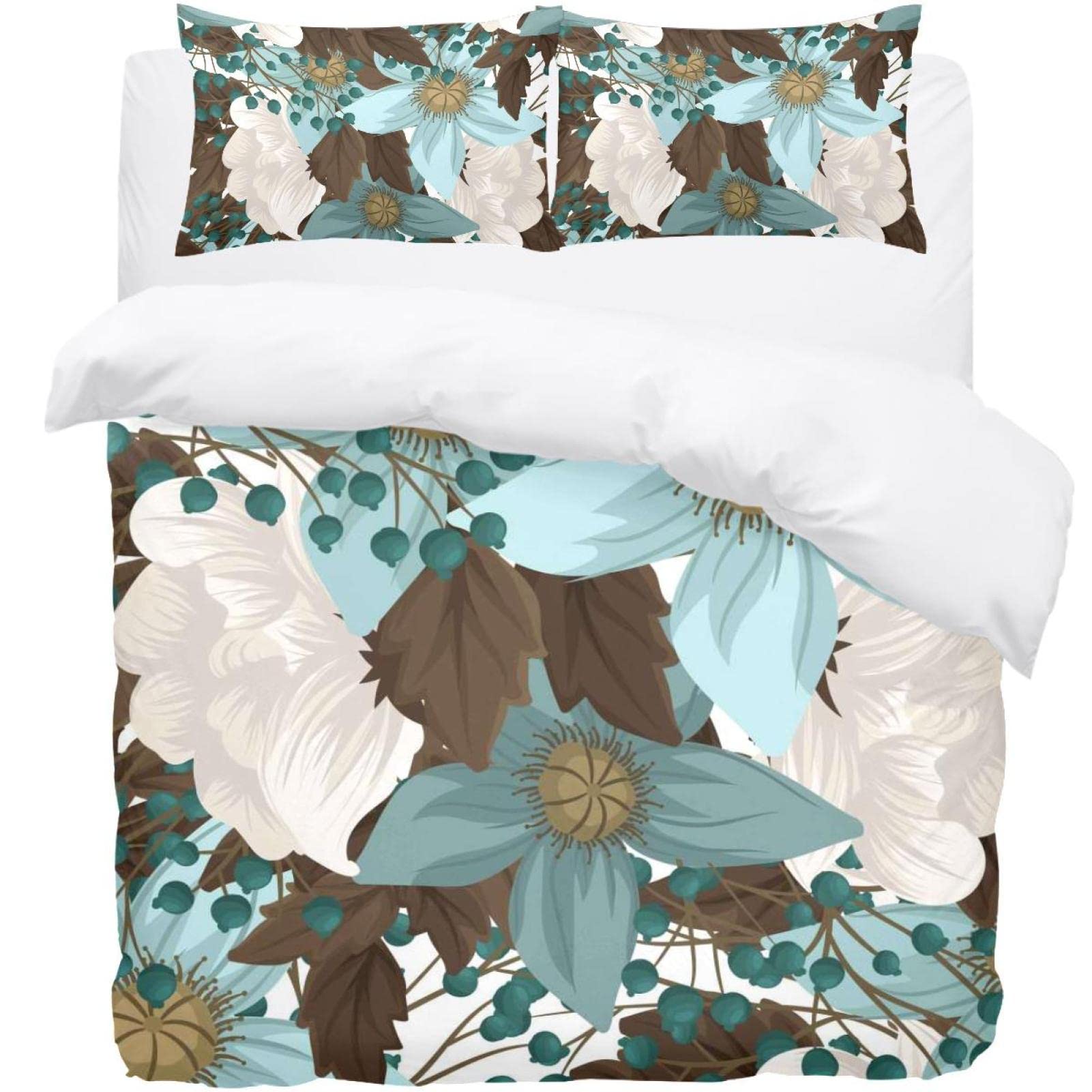 DEYYA Mint Green Floral 3-Piece Bedspread Coverlet Comforter Set with 2 Pillowcases - California King Size 106