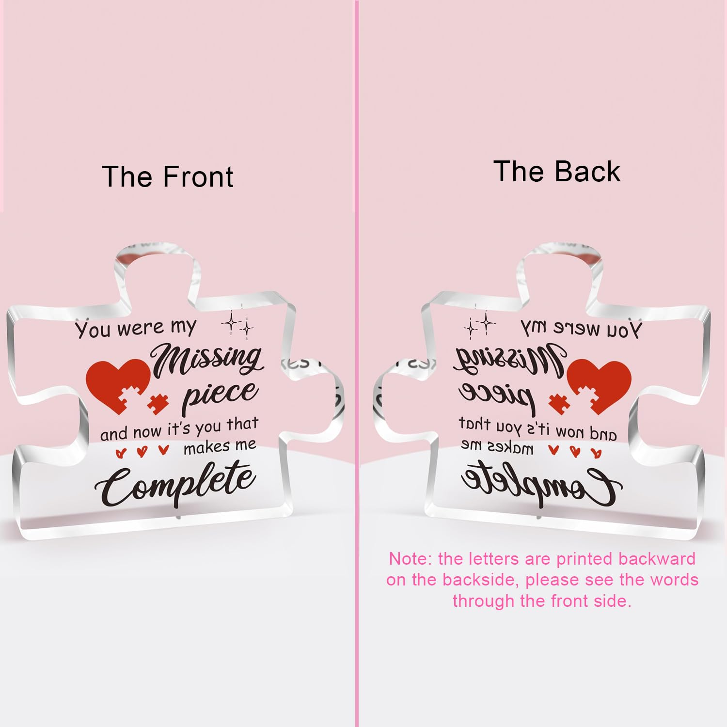 Personalized Engraved Acrylic Puzzle Plaque - Romantic Couples Gift for Valentine's Day, Anniversary & Birthday - Unique Present for Her/Him, Girlfriend/Boyfriend, Wife/Husband - Perfect for Home Decor, Wedding Keepsake & Romantic Surprises