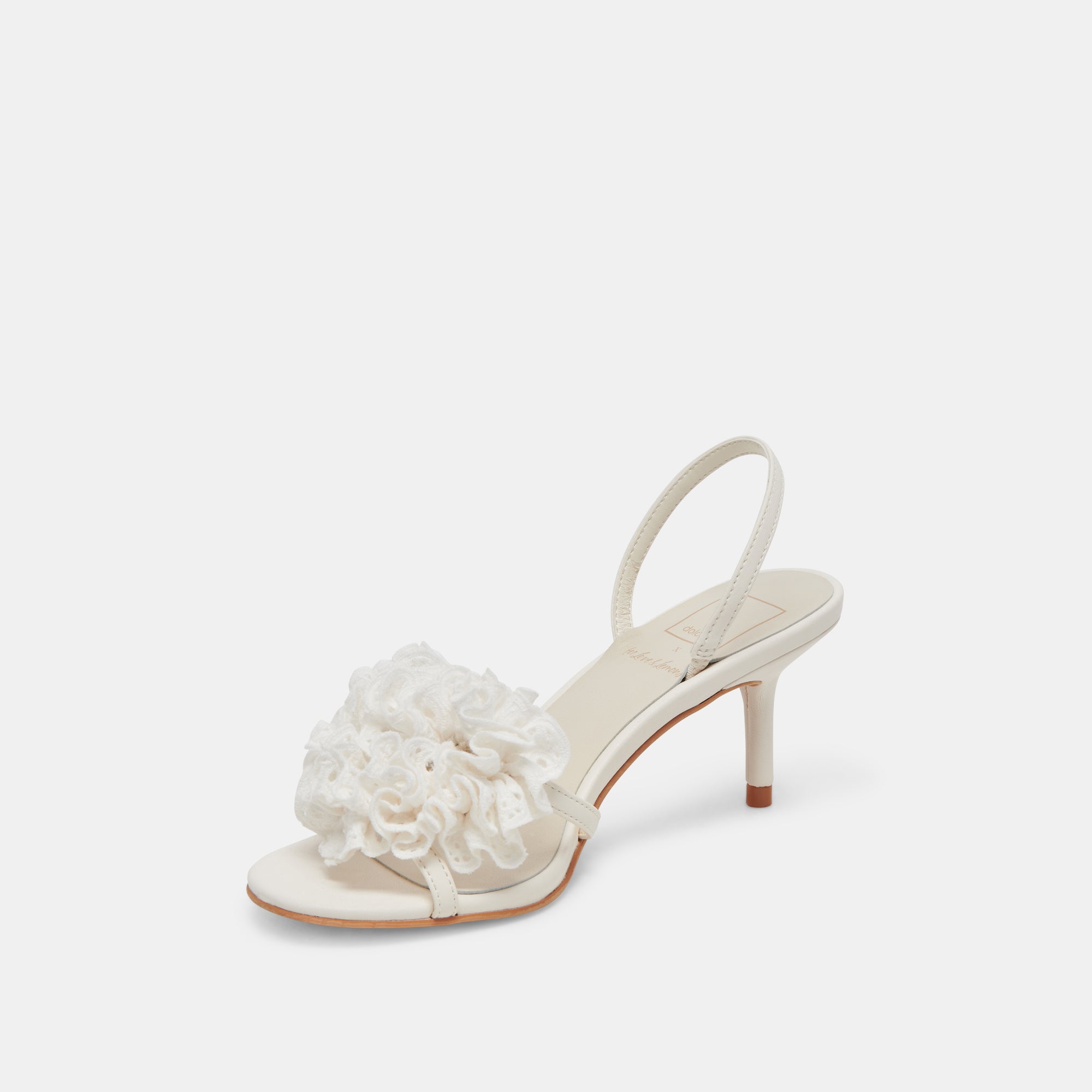 CECILA Women's White Floral Eyelet Heels - Elegant Summer Sandals for Weddings, Parties & Casual Outings