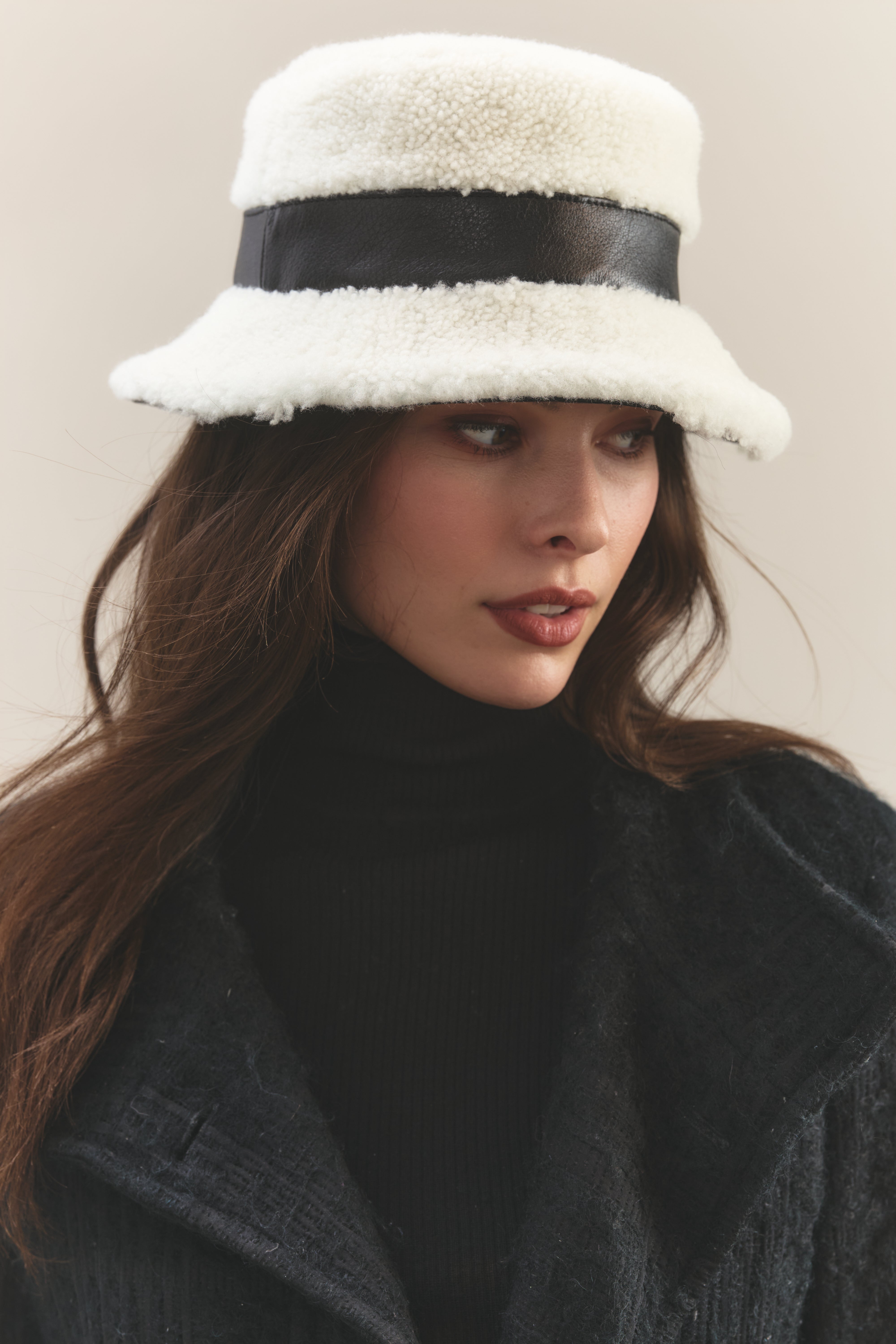 Molly Shearling Bucket Hat for Women - Winter Warm Faux Fur Lined Fashion Beanie with Ear Flaps - Perfect for Outdoor Activities, Skiing, and Cold Weather Protection