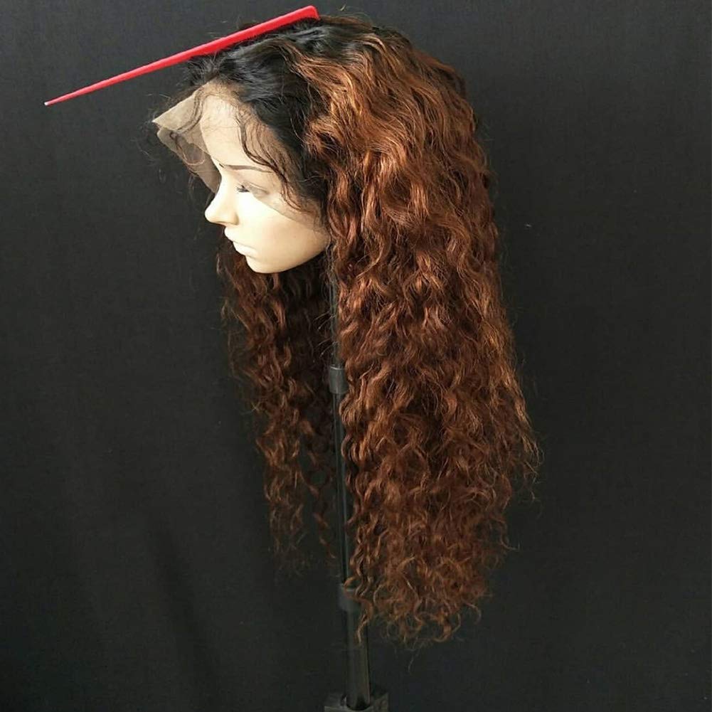 Ombre Blonde Curly Lace Front Human Hair Wigs for Black Women - 130% Density Brazilian Remy Full Lace Wig with Pre-Plucked Hairline - Natural Looking African American Wigs (10 Inch) for Daily Wear, Parties & Special Occasions