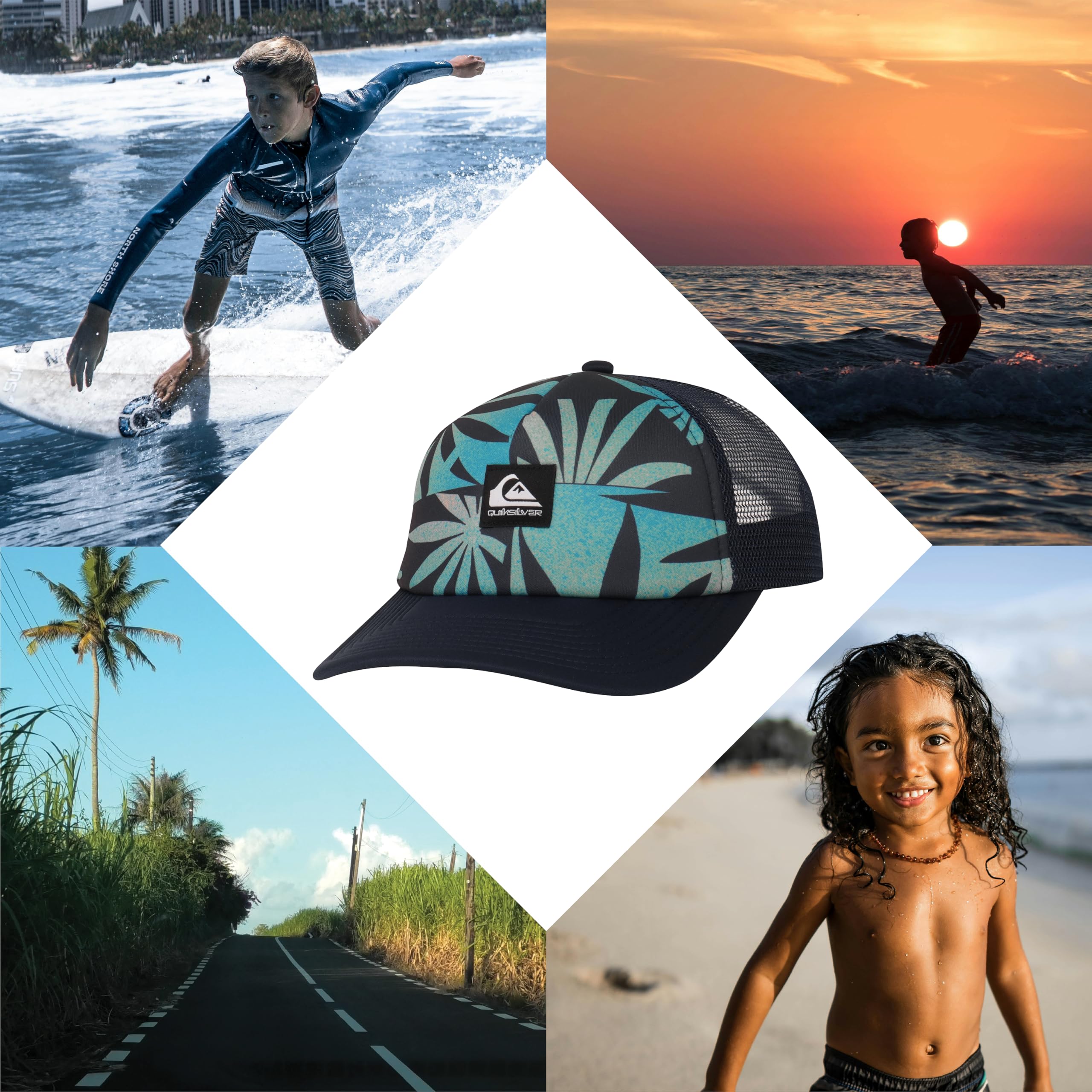 Quiksilver Boys' Emu Coop Snapback Trucker Hat - Adjustable Cotton Baseball Cap for Kids & Teens - Perfect for Outdoor Sports, Beach & Casual Wear