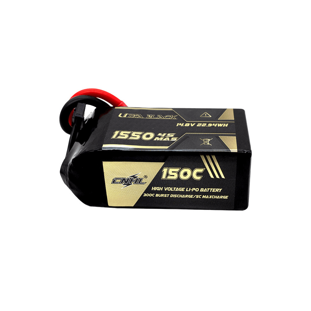 CNHL Ultra Black Series 14.8V 4S 1550mAh 150C LiPo Battery with XT60 Connector - High Performance RC Drone & Airplane Battery for FPV Racing and Aerial Photography