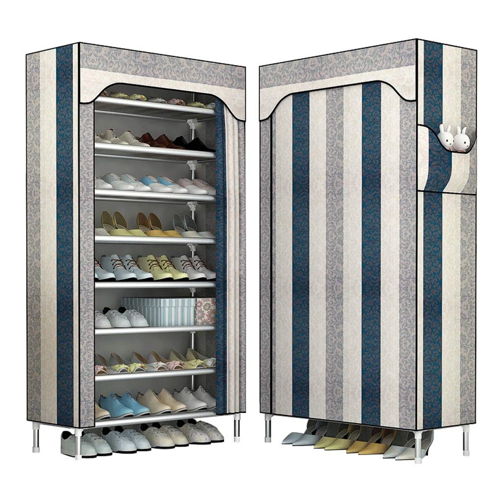 Portable Shoe Rack Organizer with Non-Woven Fabric Cover - Free Standing Boot Storage for Entryway, Closet & Bedroom - Black Shoe Shelf for Space Saving Home Organization