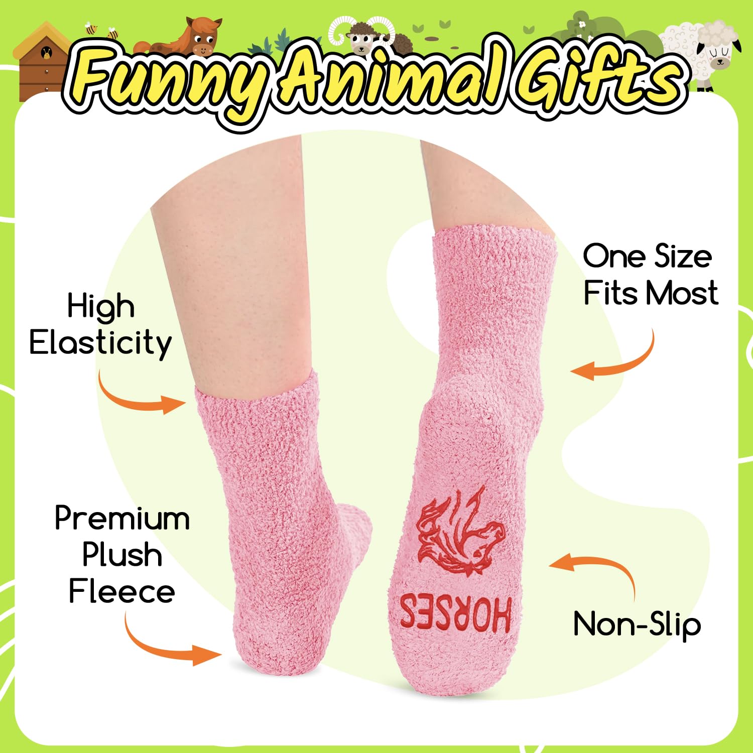 Zmart Animal Fuzzy Socks for Women & Girls - Cute Chicken, Horse, Fox, Dinosaur Pattern Cozy Winter Socks | Perfect Gift for Kids, Christmas Stocking Stuffers, Lounge Wear & Sleepwear