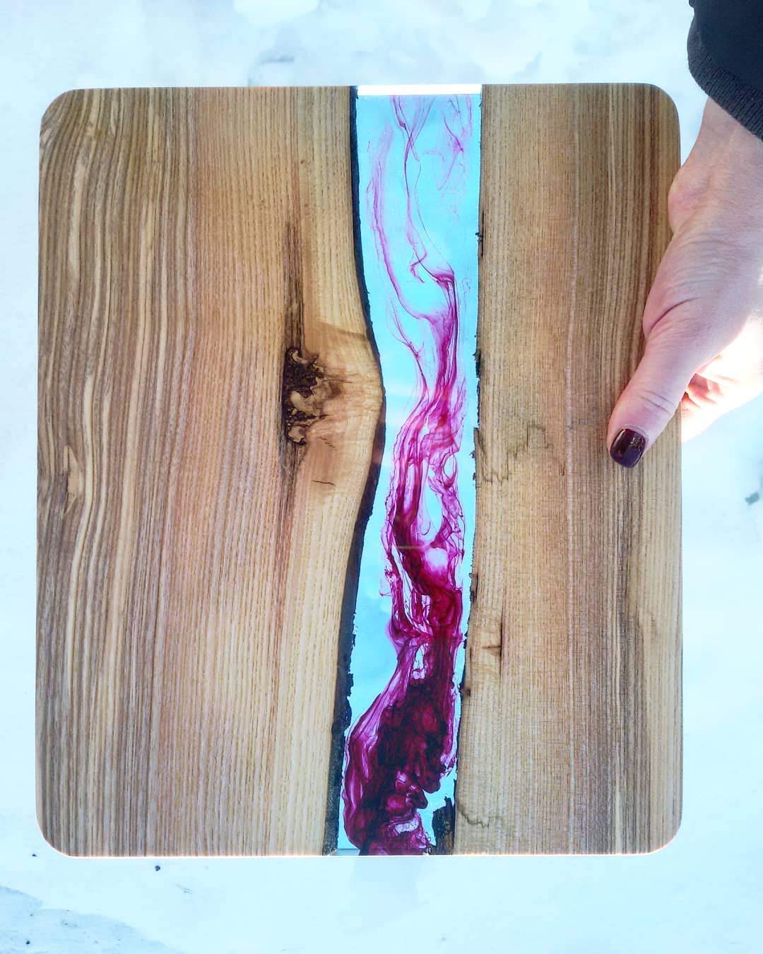 Handcrafted Epoxy Resin Wooden Serving Board - Unique River Design Charcuterie Platter, Antipasto Tray & Cutting Board - Perfect for Entertaining, Housewarming Gifts & Kitchen Decor