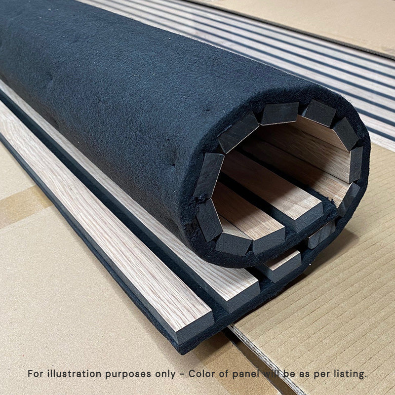 WOODFLEX Flexible Acoustic Wood Slat Wall Panel - Black Veneer Soundproofing Decor (2400mm x 600mm) for Home Theater, Office & Recording Studio