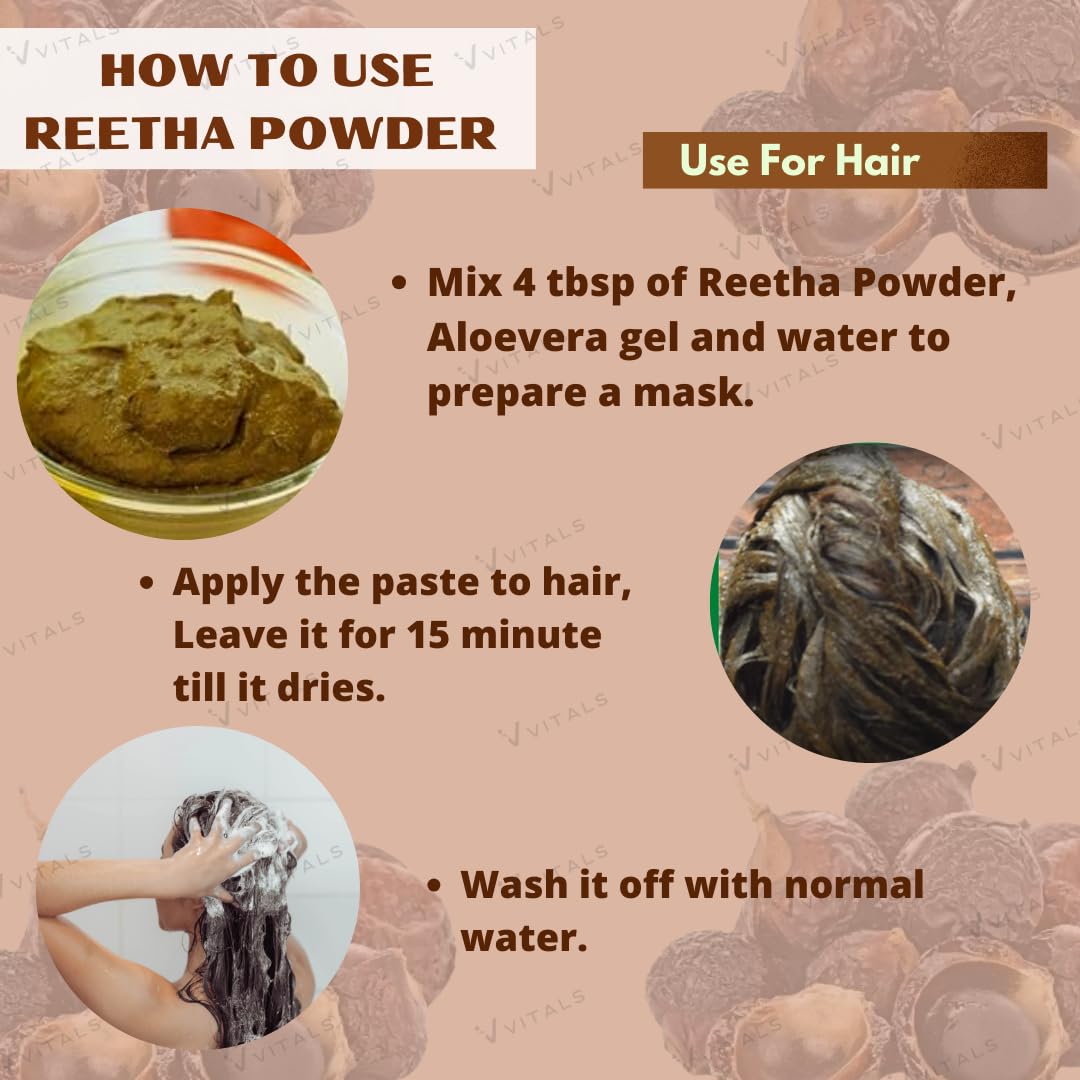 Organic Reetha Powder for Hair Growth & Scalp Treatment - 200g | Sapindus mukorossi | Natural Hair Conditioner & Cleanser | Perfect for DIY Hair Masks & Ayurvedic Hair Care Routine